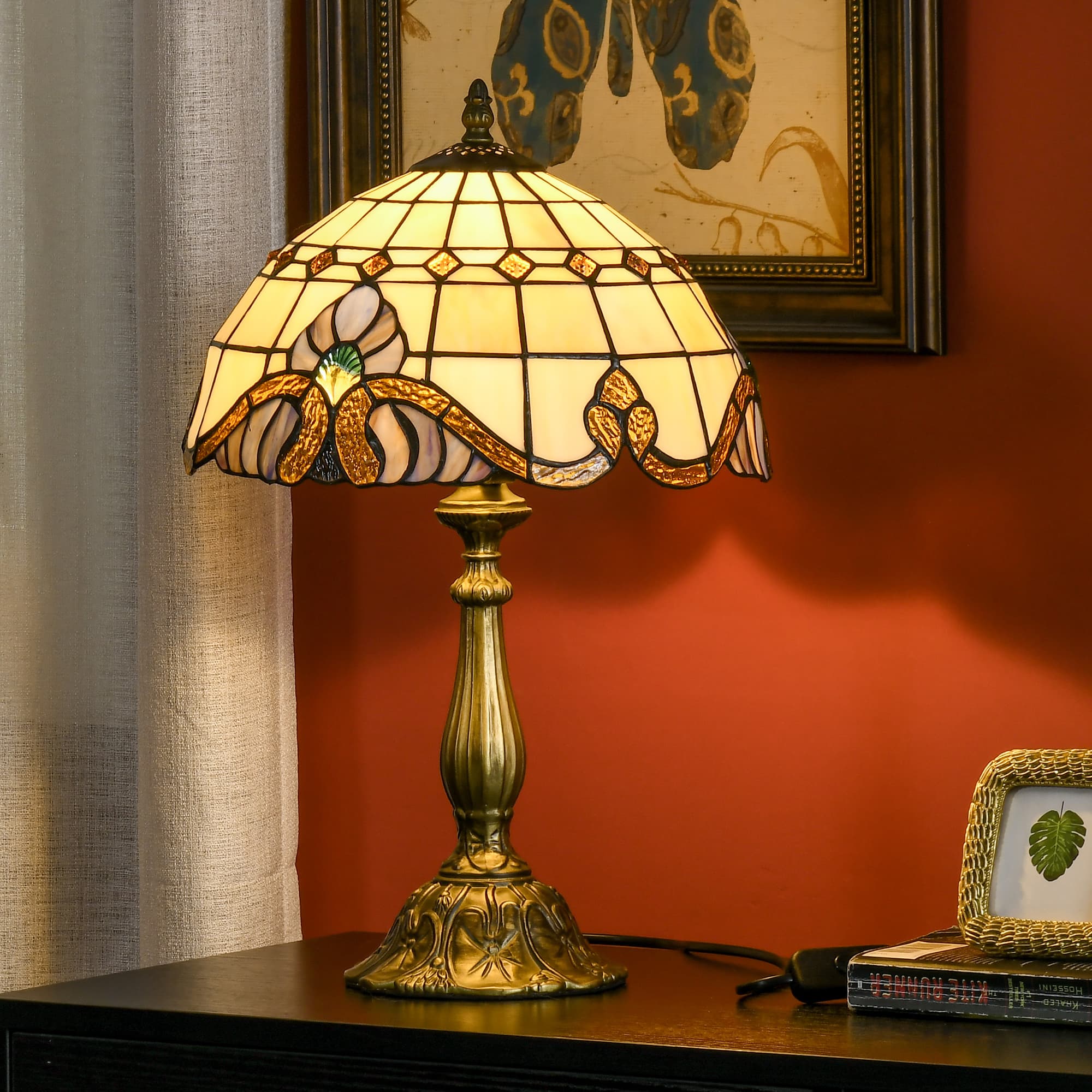 Handmade Stained Glass Bedside Table Lamp - image 2