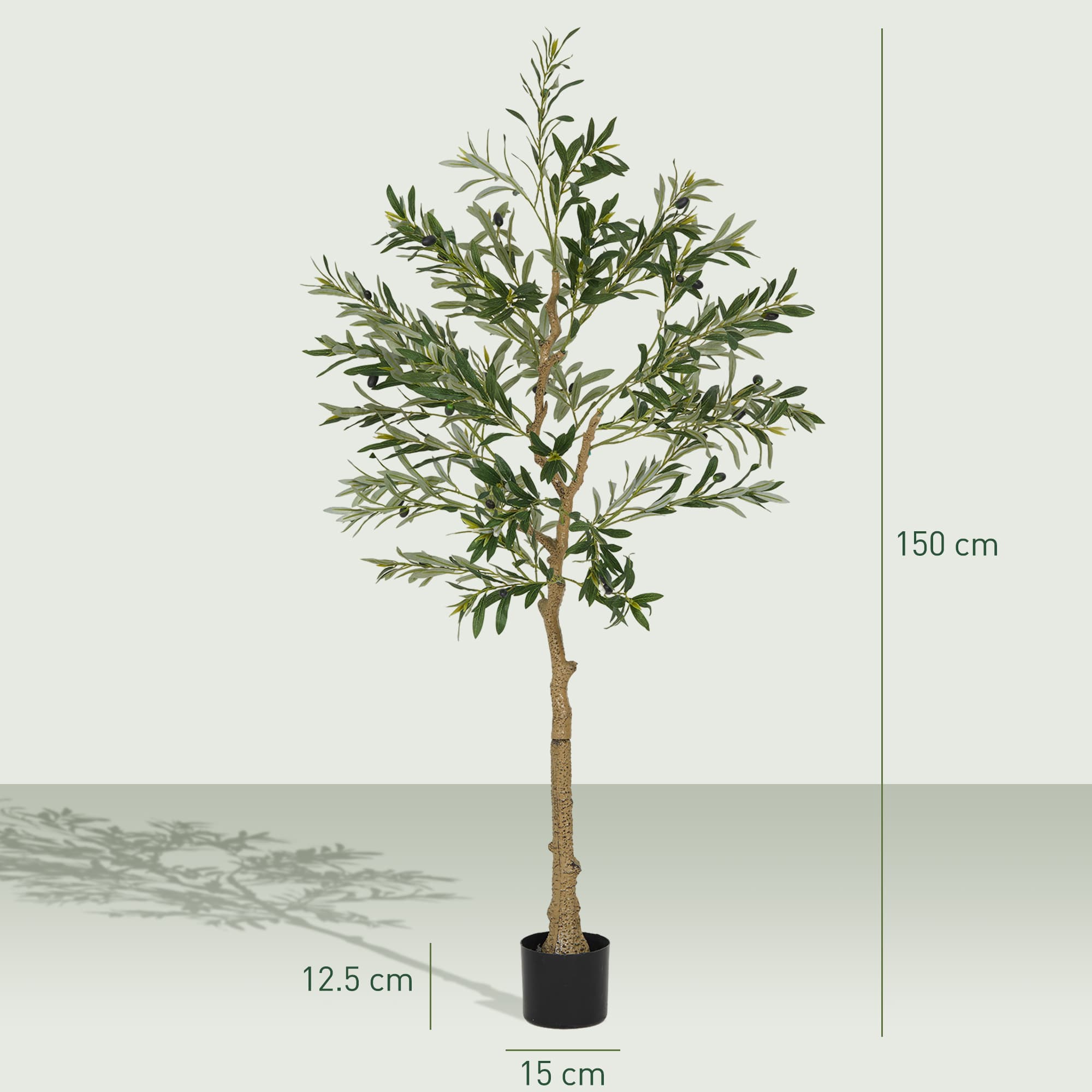 Set of Two Artificial Olive Trees with Silk Foliage and Weighted Pots - image 5