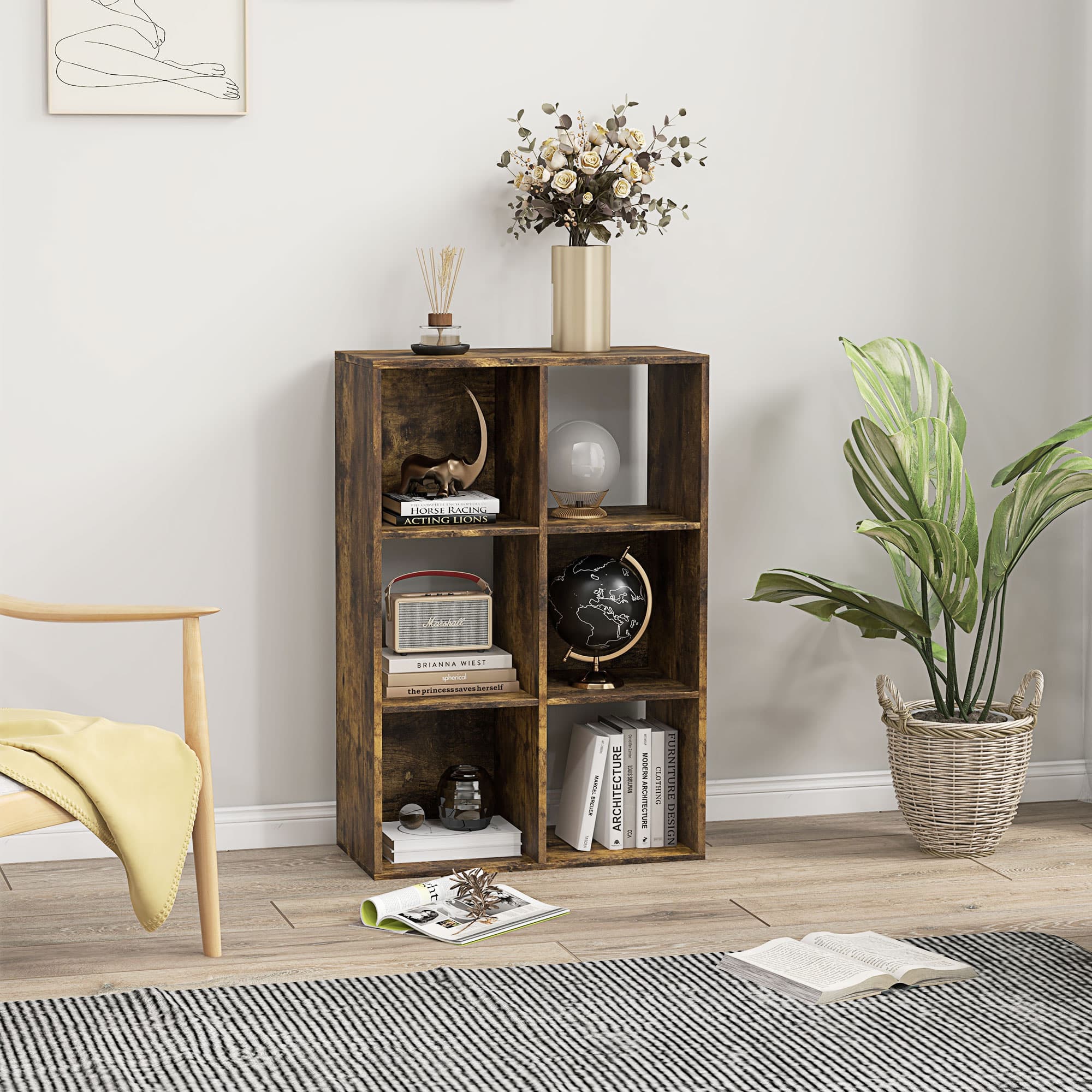 Versatile Six-Cube Storage in a Warm Rustic Brown - image 4