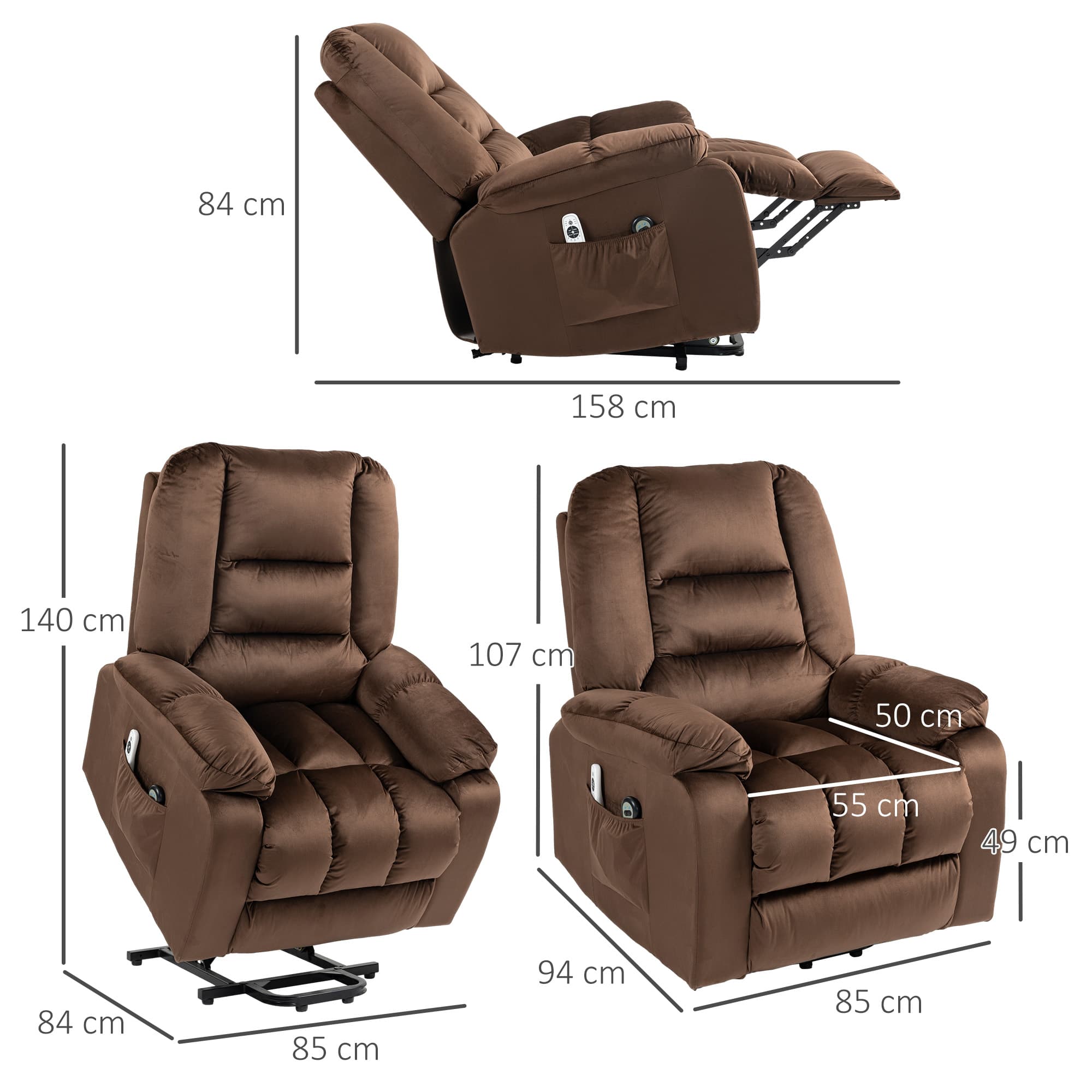Effortless Comfort: Brown Heated Massage Riser Recliner - image 1