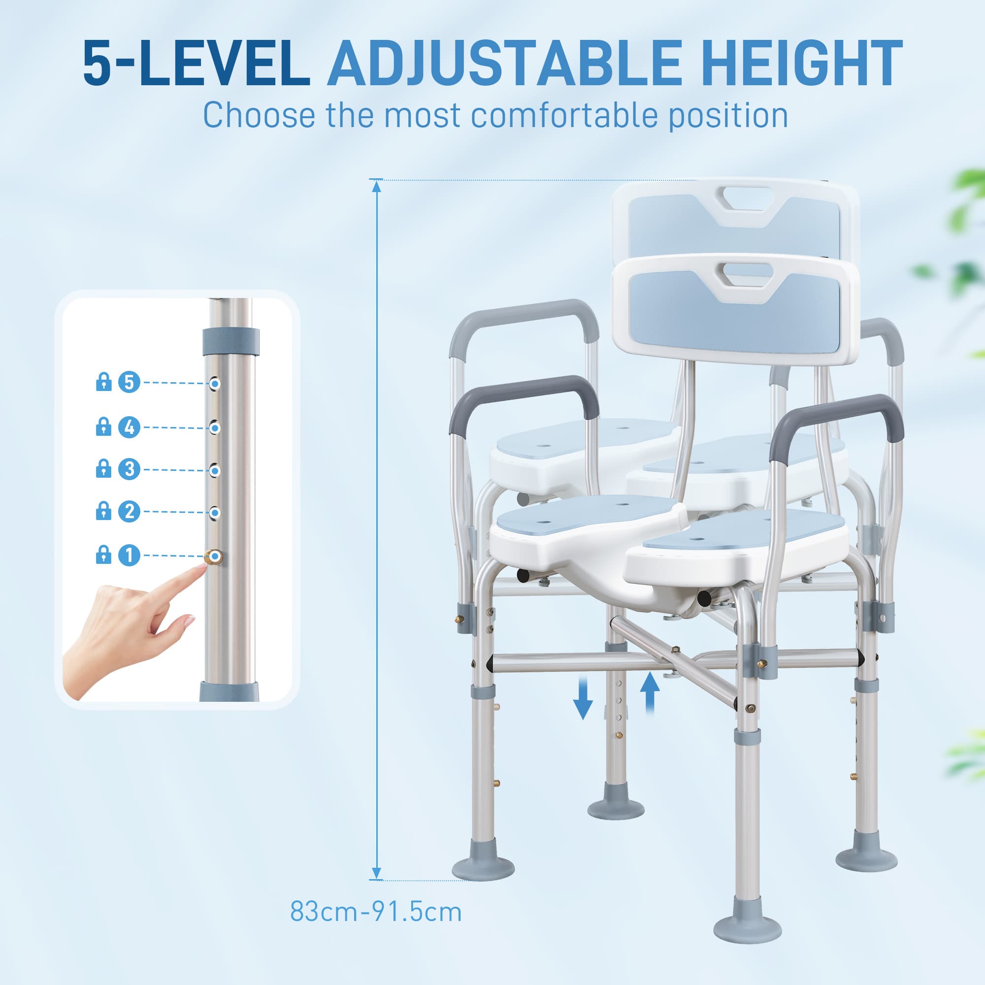 Adjustable Padded Shower Chair for Safe, Effortless Bathing - image 4