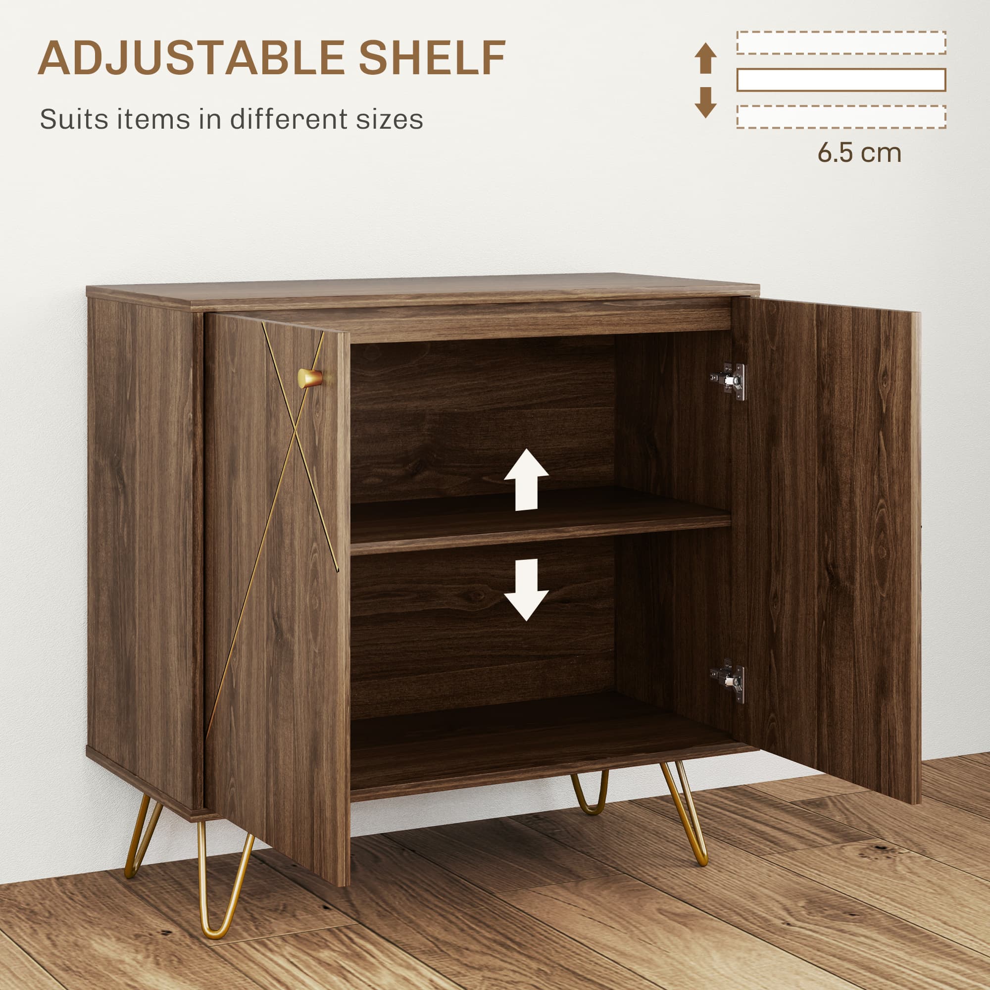 Two-Door Storage Sideboard with Gold Accents and Hairpin Legs - image 2