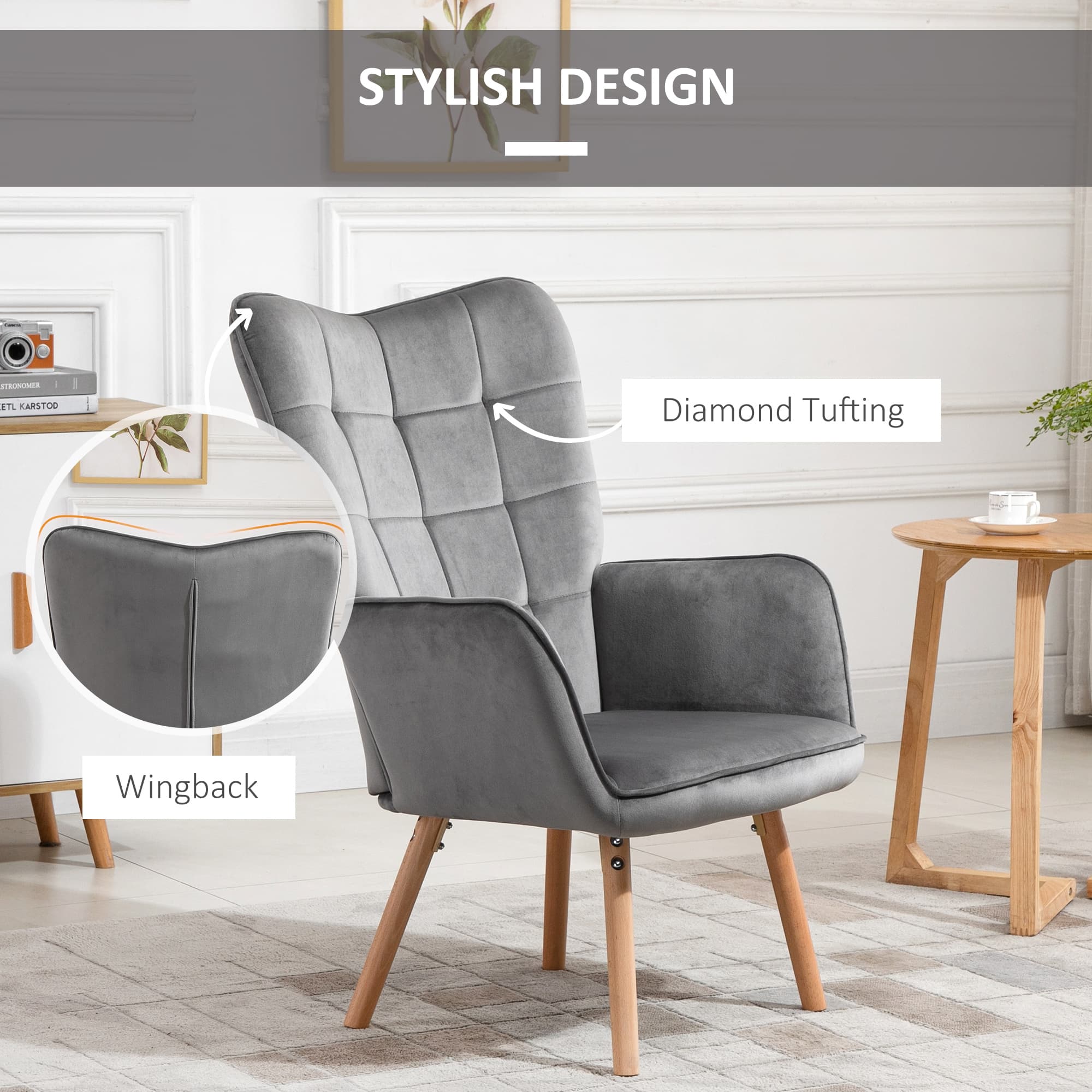 Transform Your Space with Grey Velvet Wingback Armchairs - image 1