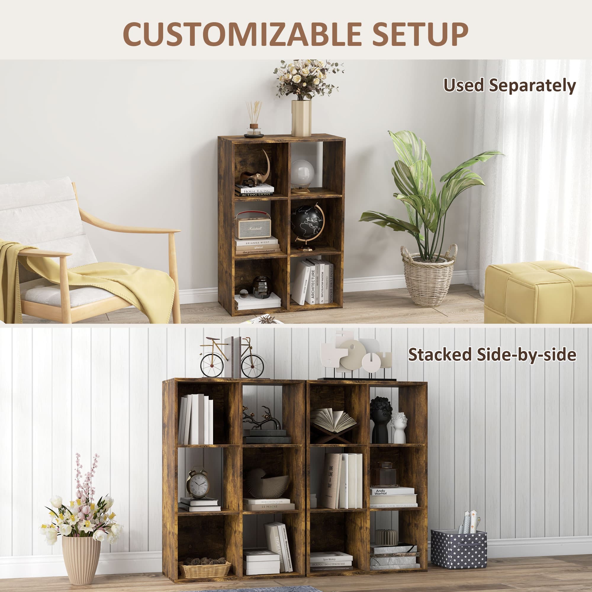 Versatile Six-Cube Storage in a Warm Rustic Brown - image 5
