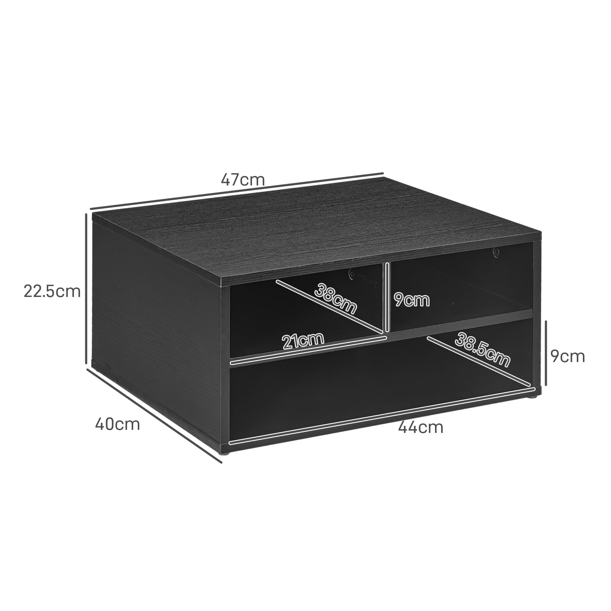Black Three-Compartment Printer Stand for Desk Use - image 9