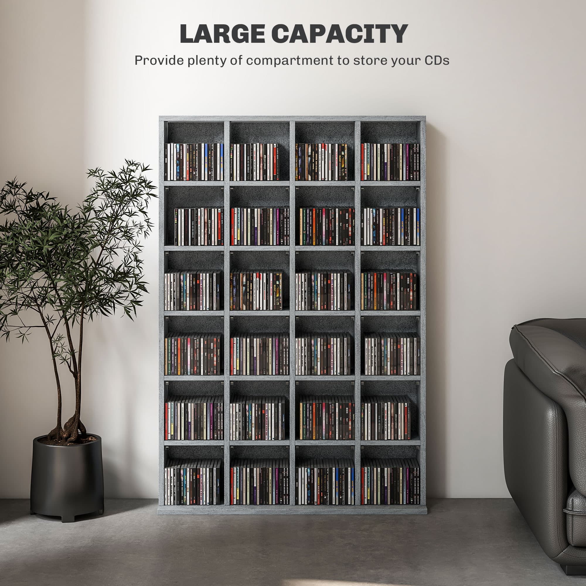 Cement Grey CD and DVD Storage Unit with Open Grid Shelves - image 1