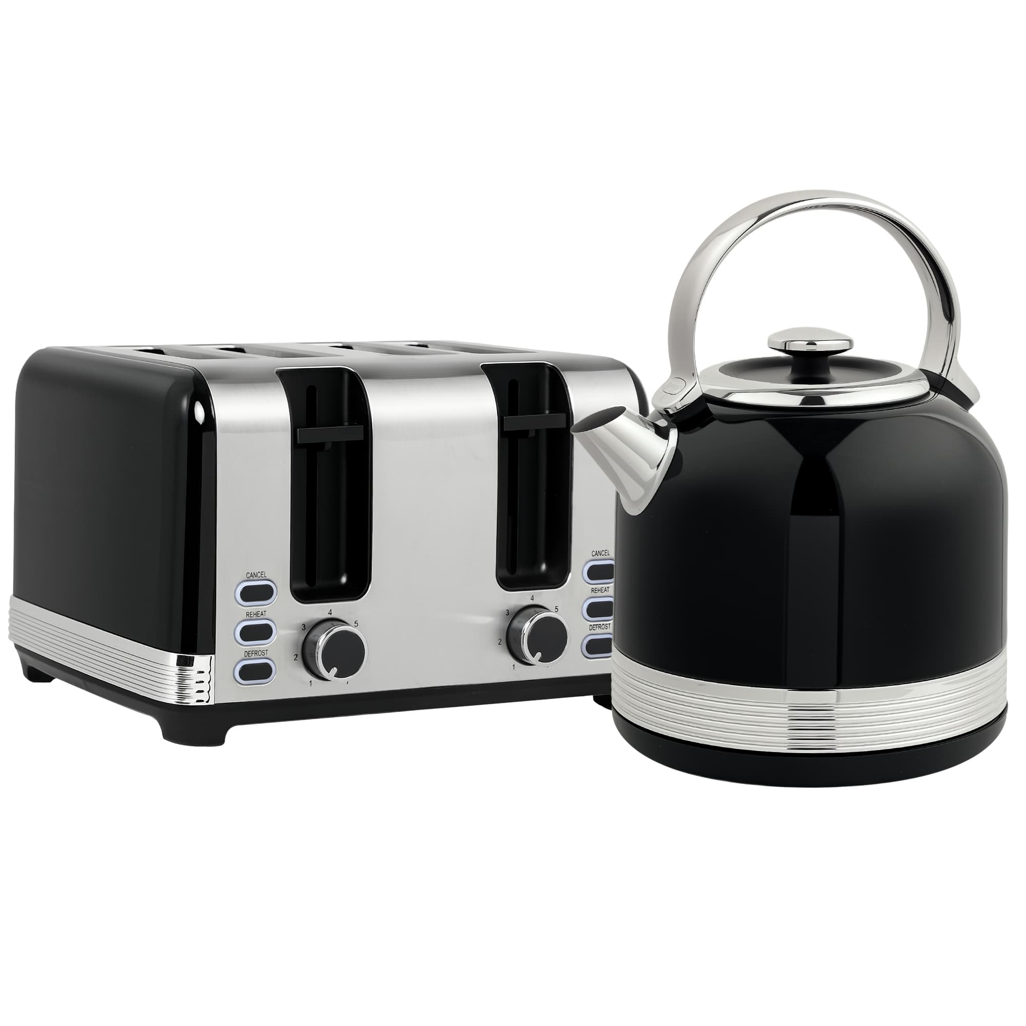 Transform Mornings with this Sleek Black Kettle & Toaster Set - Black