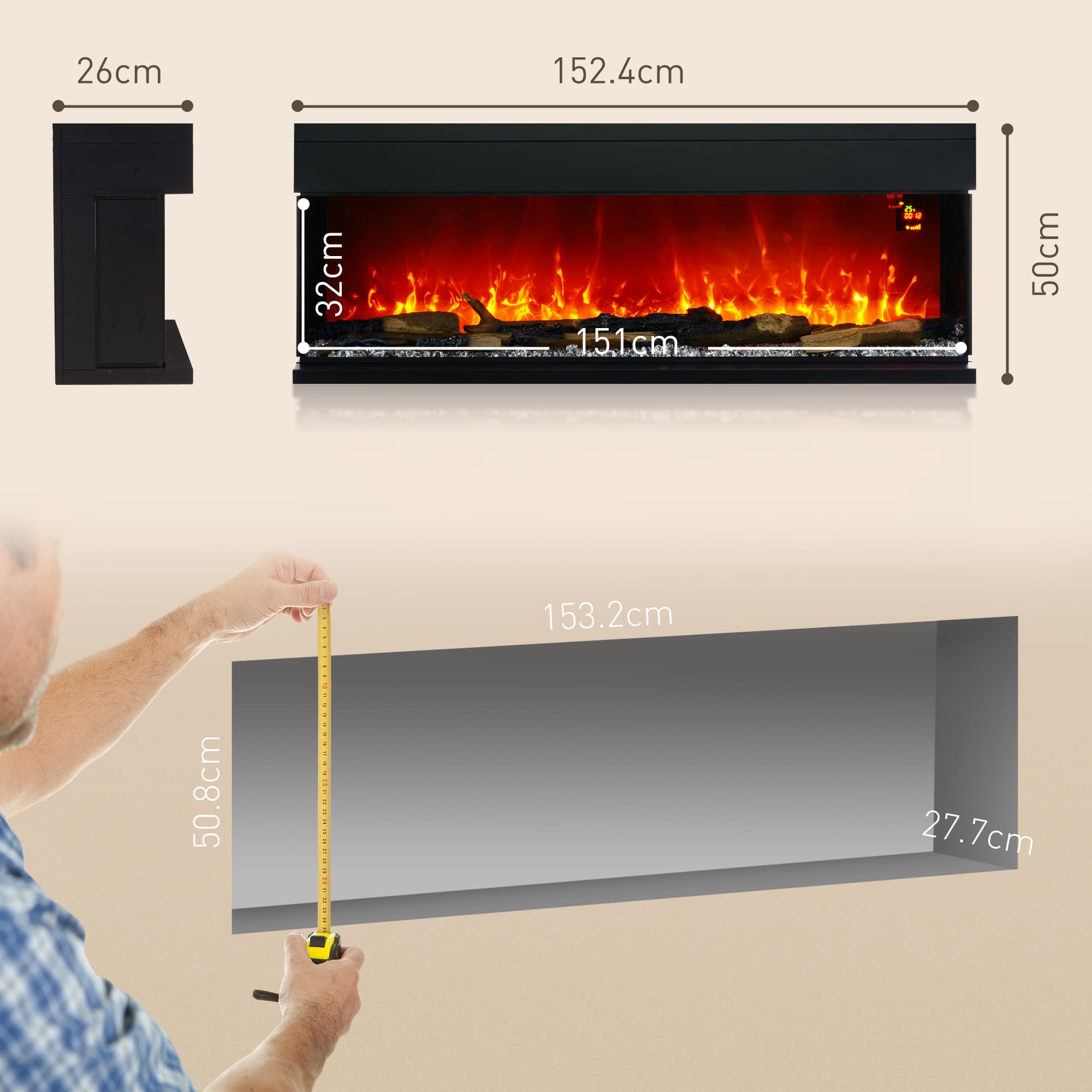Panoramic Electric Fireplace with Custom Flame Settings - image 9