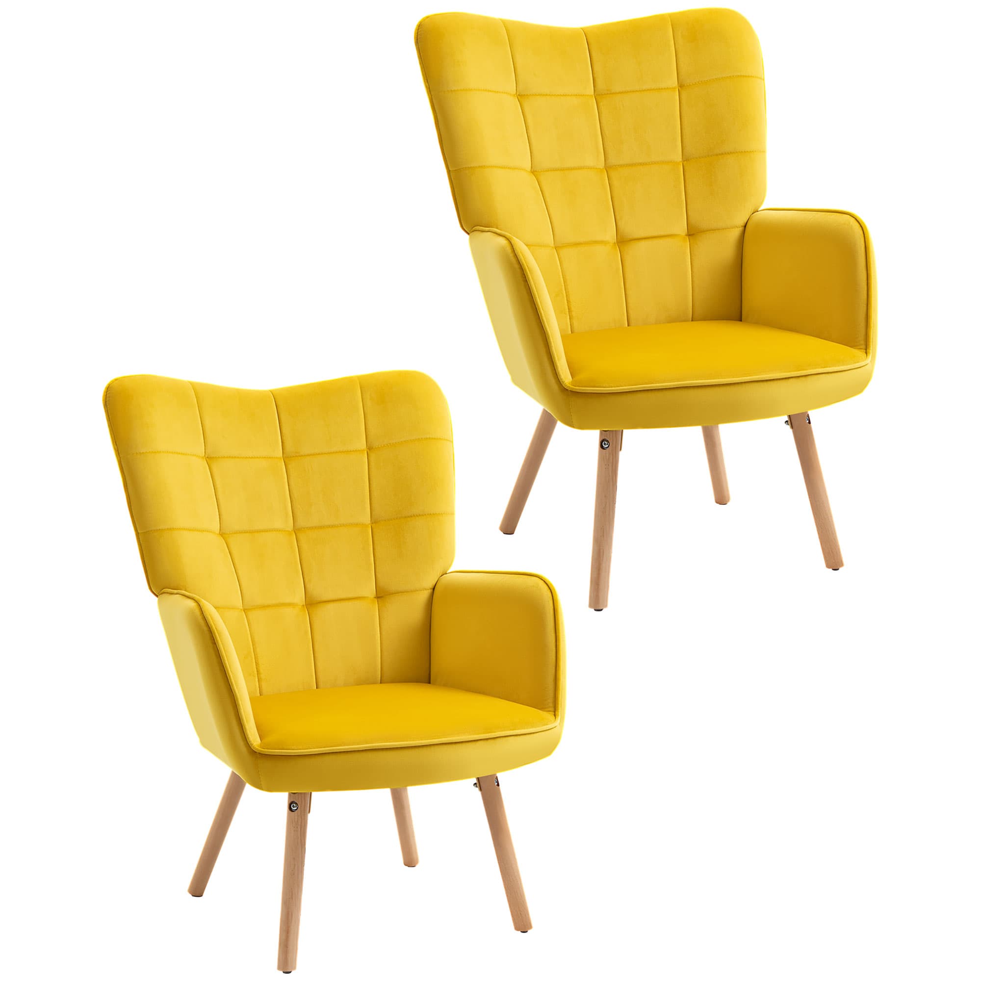 Transform Your Space with these Yellow Velvet Wingback Chairs - Yellow