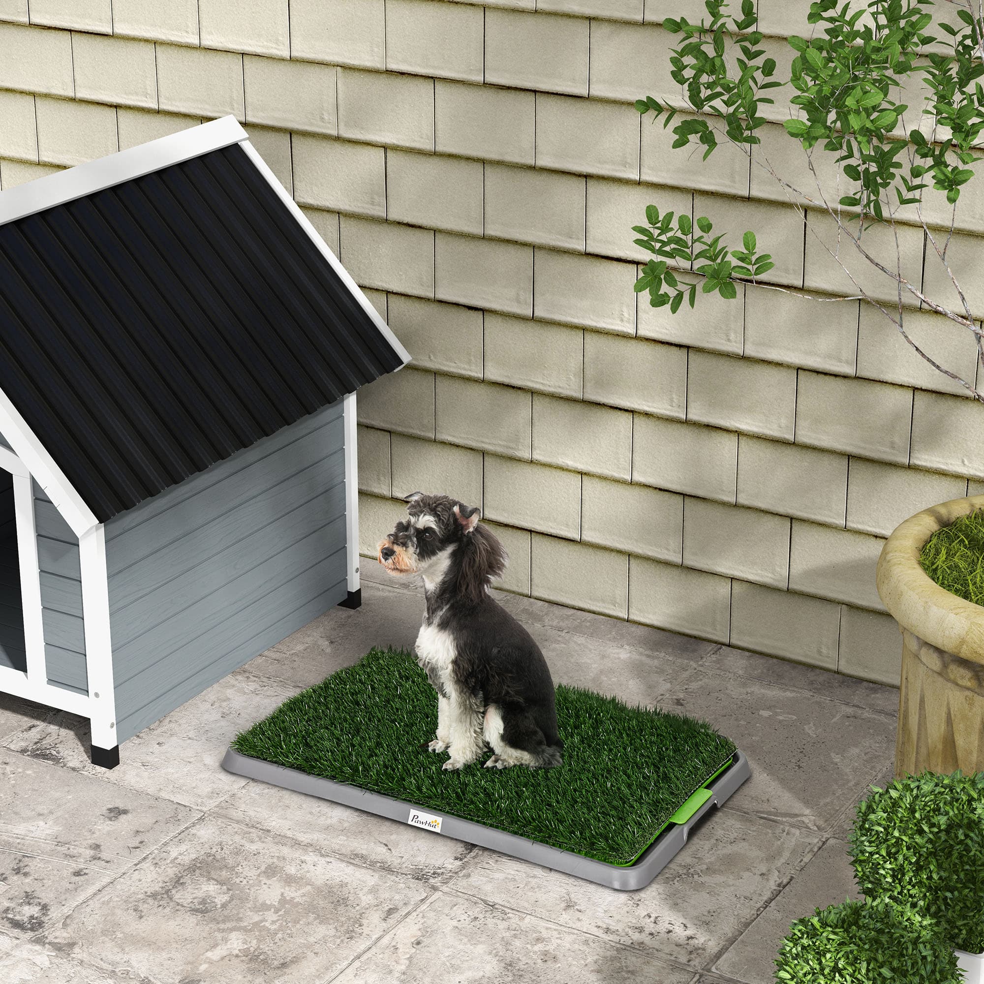 PawHut Dog Grass Toilet Pad with Drain Tray, 2 Packs, 67 x 41cm - image 2