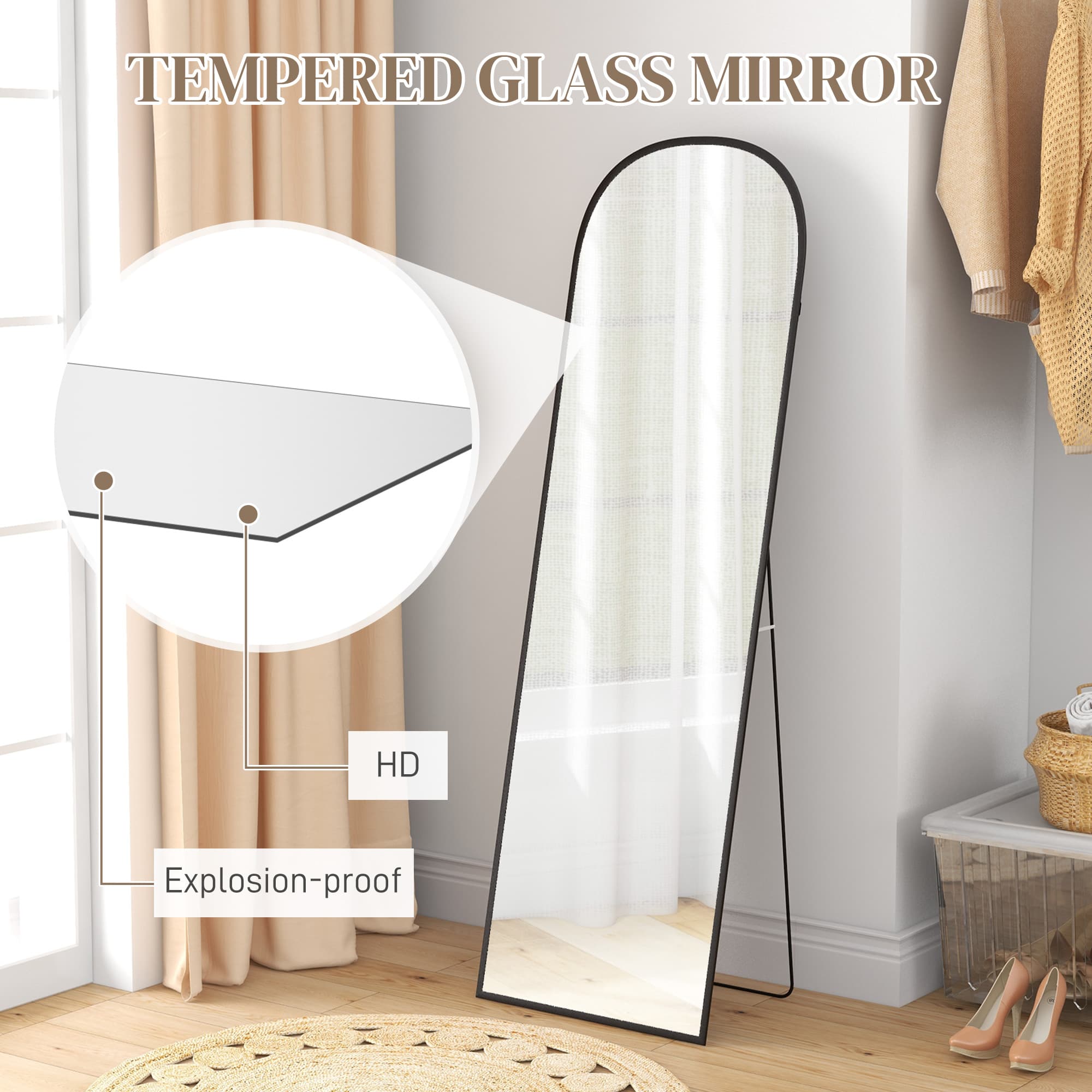 Transform Your Space with this 162cm Black Full Length Mirror - image 3