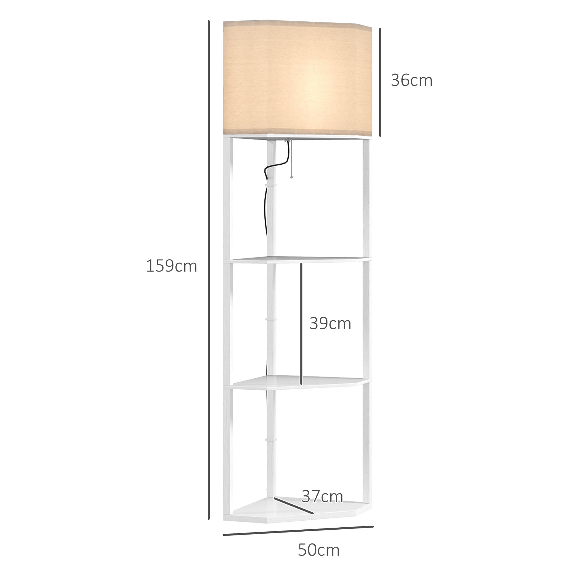 White Three-Shelf Corner Floor Lamp for Effortless Styling - image 3