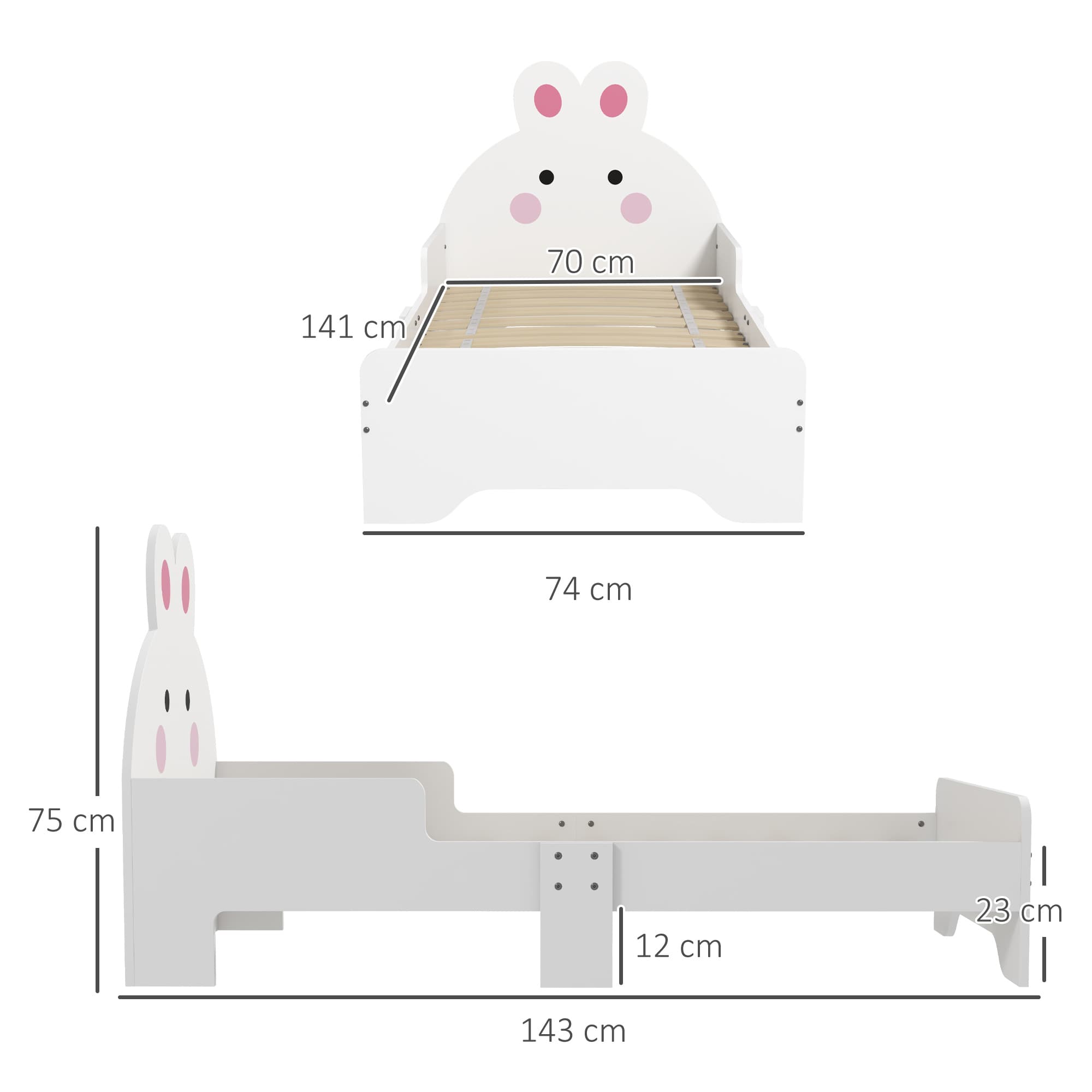 Rabbit-Design Toddler Bed with Safety Side Rails - image 4