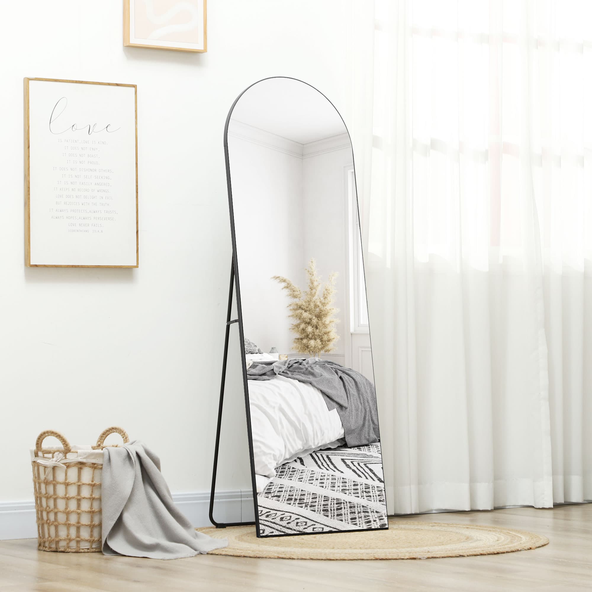Full Length Arched Mirror in Black – 150cm Floor or Wall Option - image 4