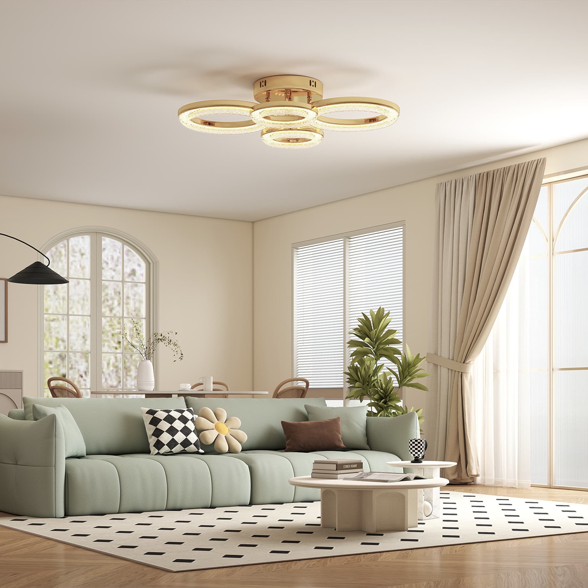 Modern 4-Ring Gold LED Ceiling Light for Effortless Ambience - image 1