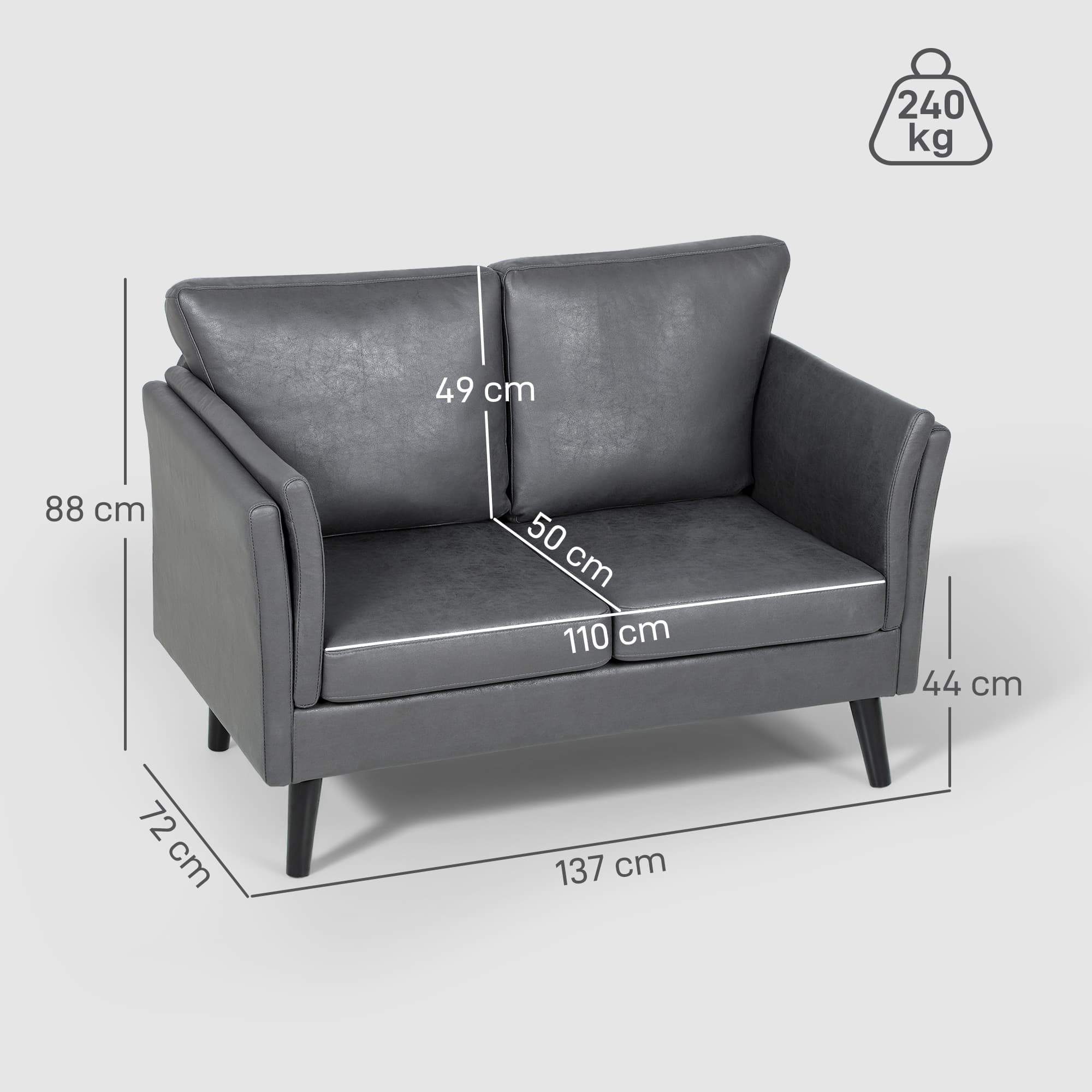 Premium Grey Leathaire Two-Seater Sofa for Effortless Comfort - image 4