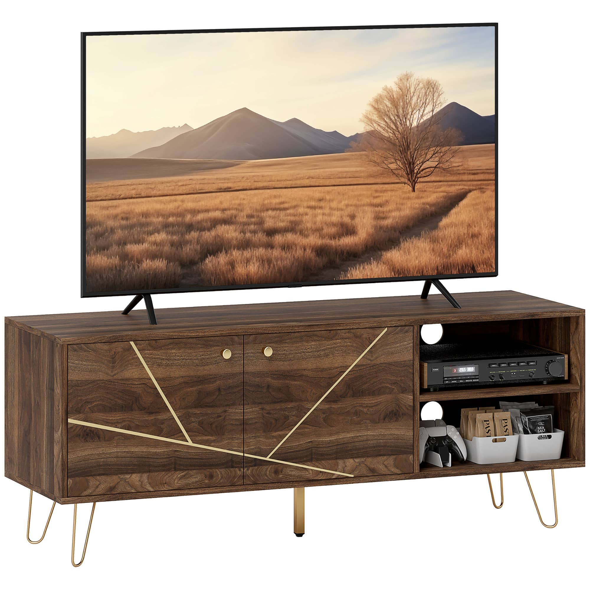 Modern 130cm TV Cabinet for Up to 60-Inch Screens - Brown