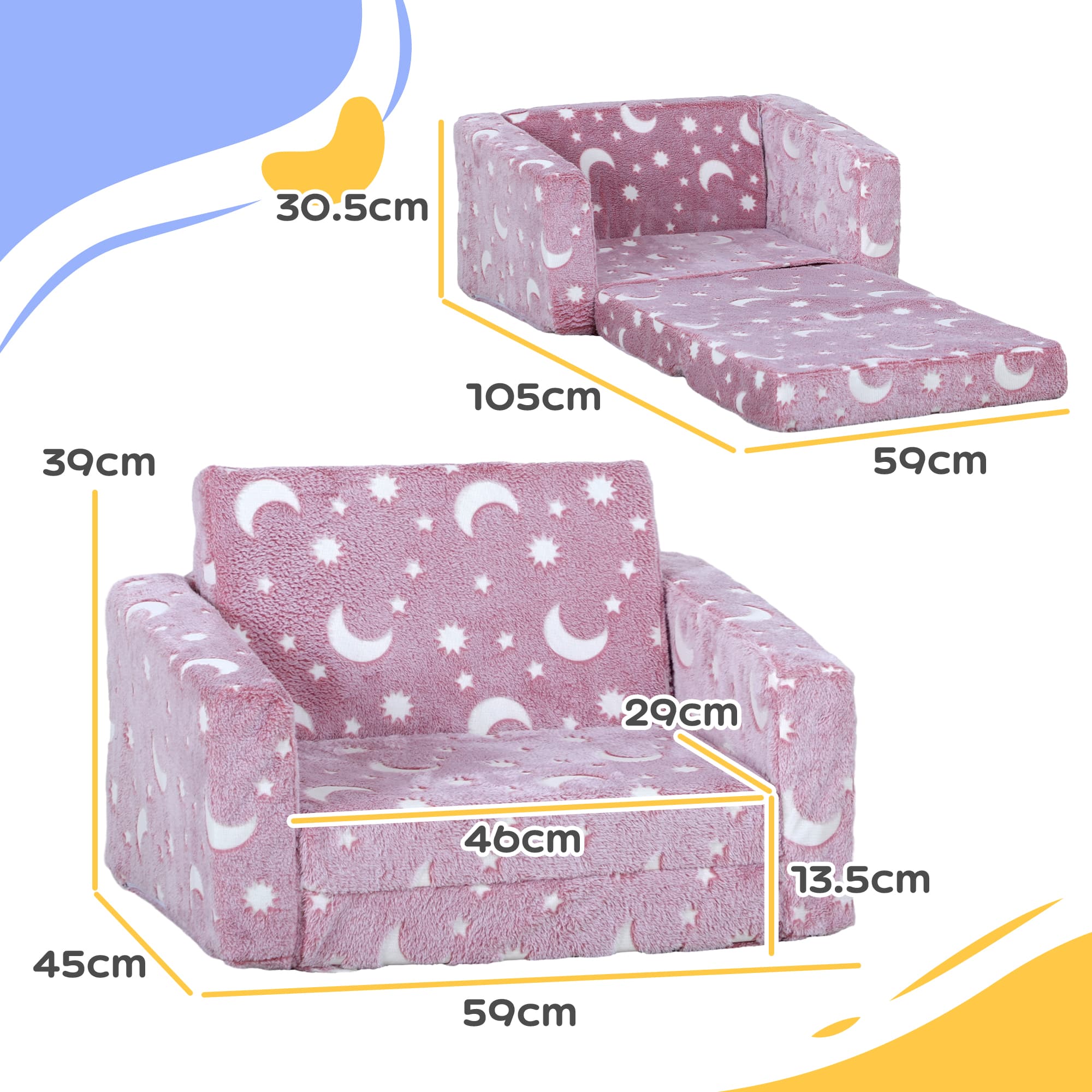 Glow-in-the-Dark Kids Armchair That Folds into a Toddler Bed - image 2