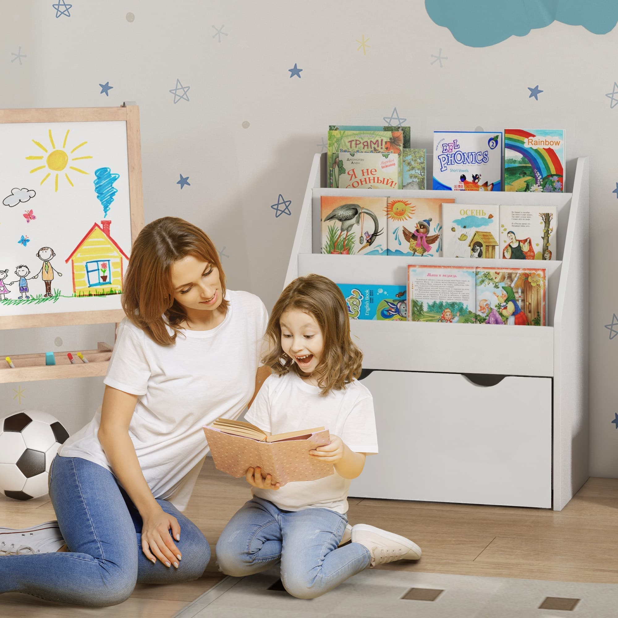 Effortless Storage: White Kids Bookcase with Drawer - image 5