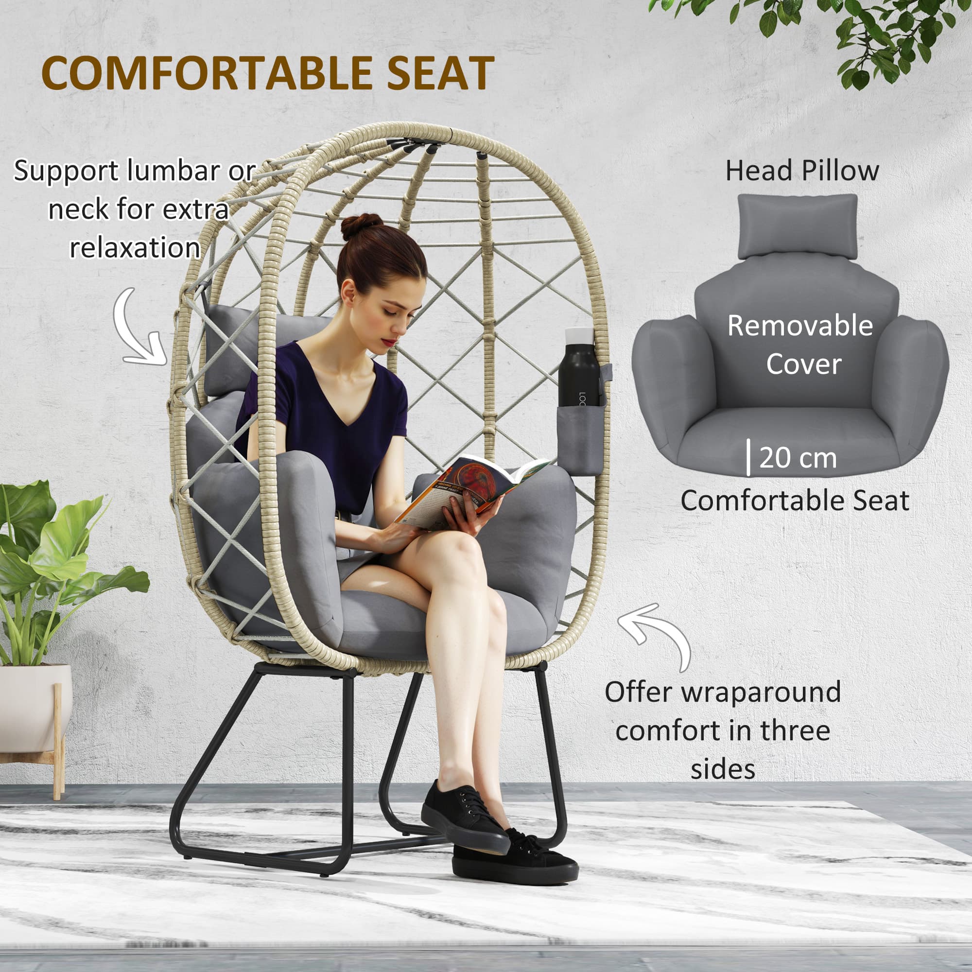 Transform Your Space with this Grey Rattan Standing Egg Chair - image 5