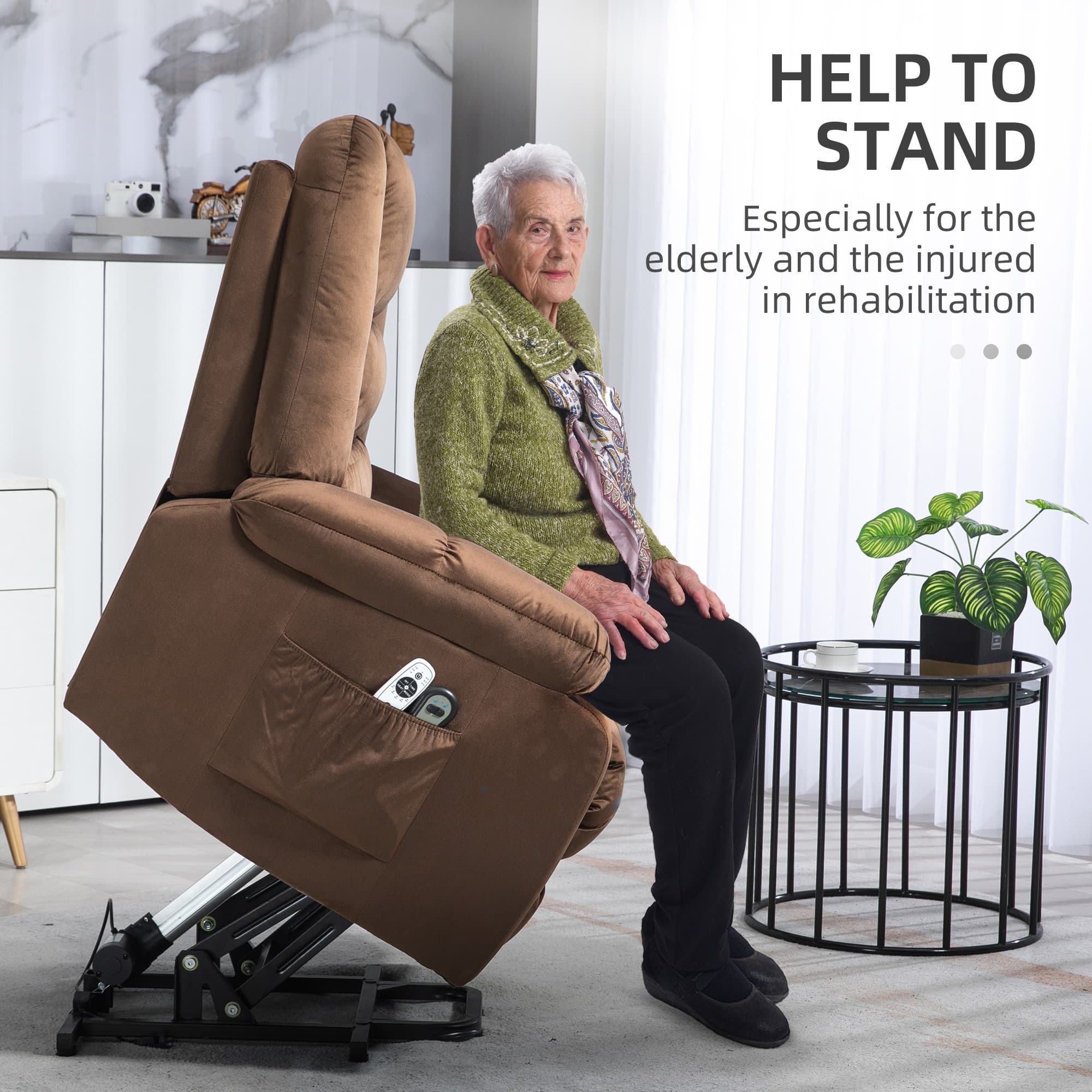Effortless Comfort: Brown Heated Massage Riser Recliner - image 2