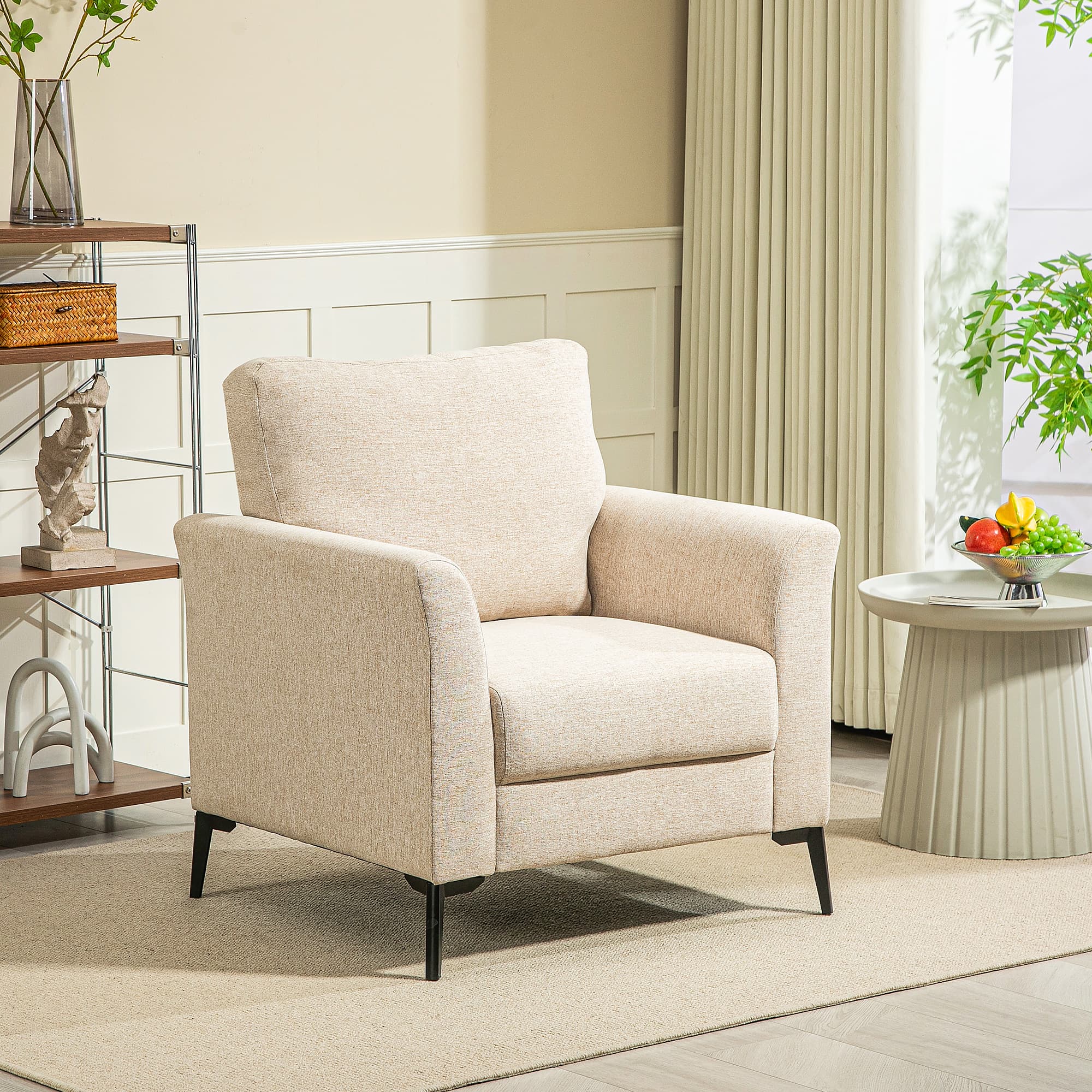 Sink Into Comfort: The Linen-Look Beige Accent Armchair - image 2