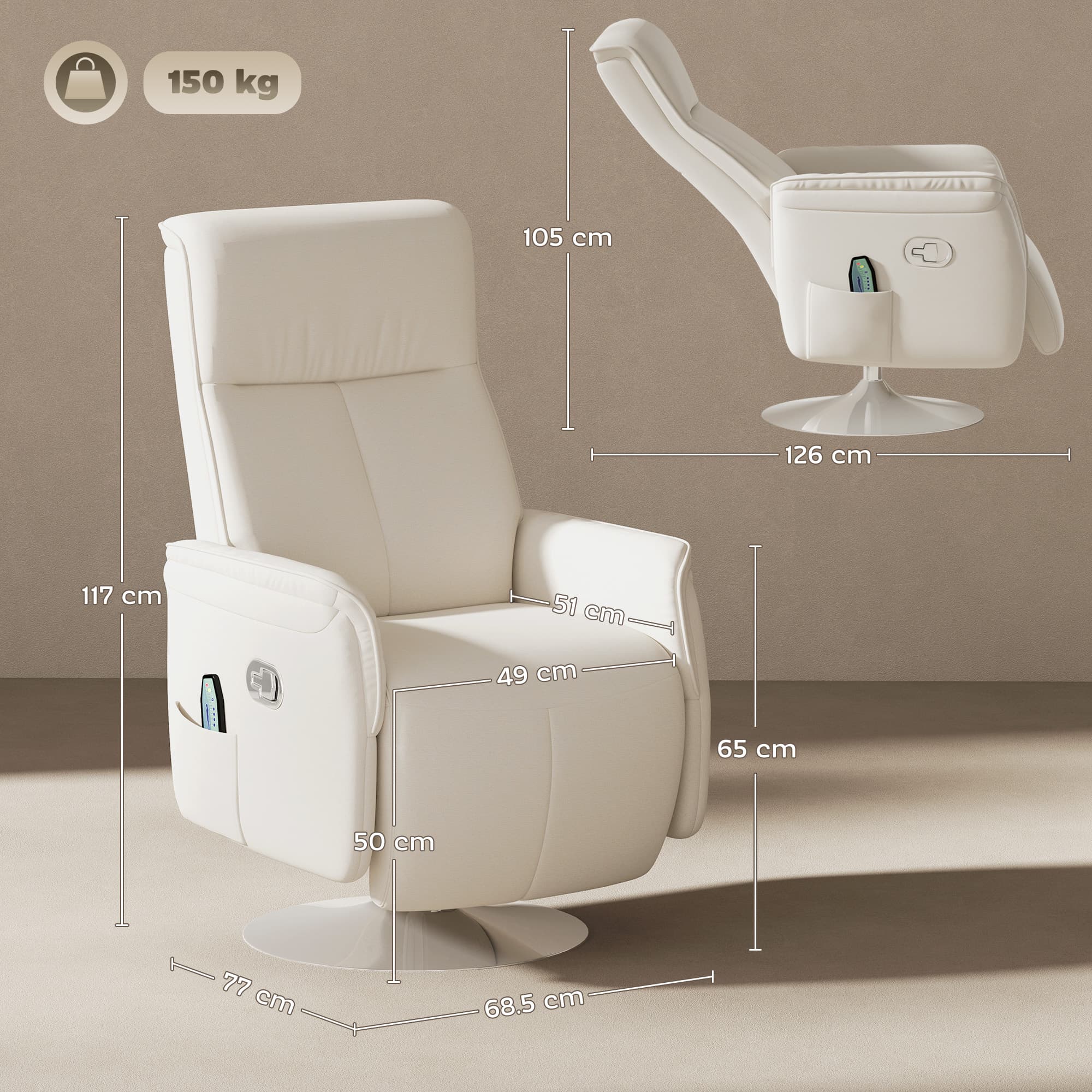 Transform Your Rest with the Cream 10-Point Massage Recliner - image 4