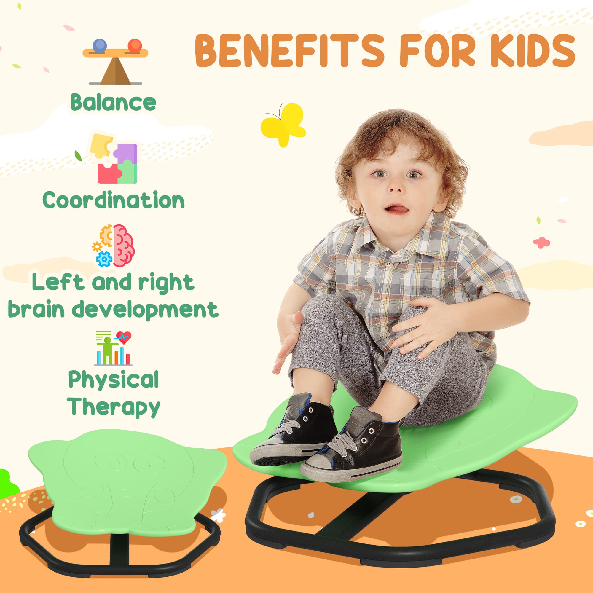 Calming Green Elephant Sensory Spinning Chair for Kids - image 3