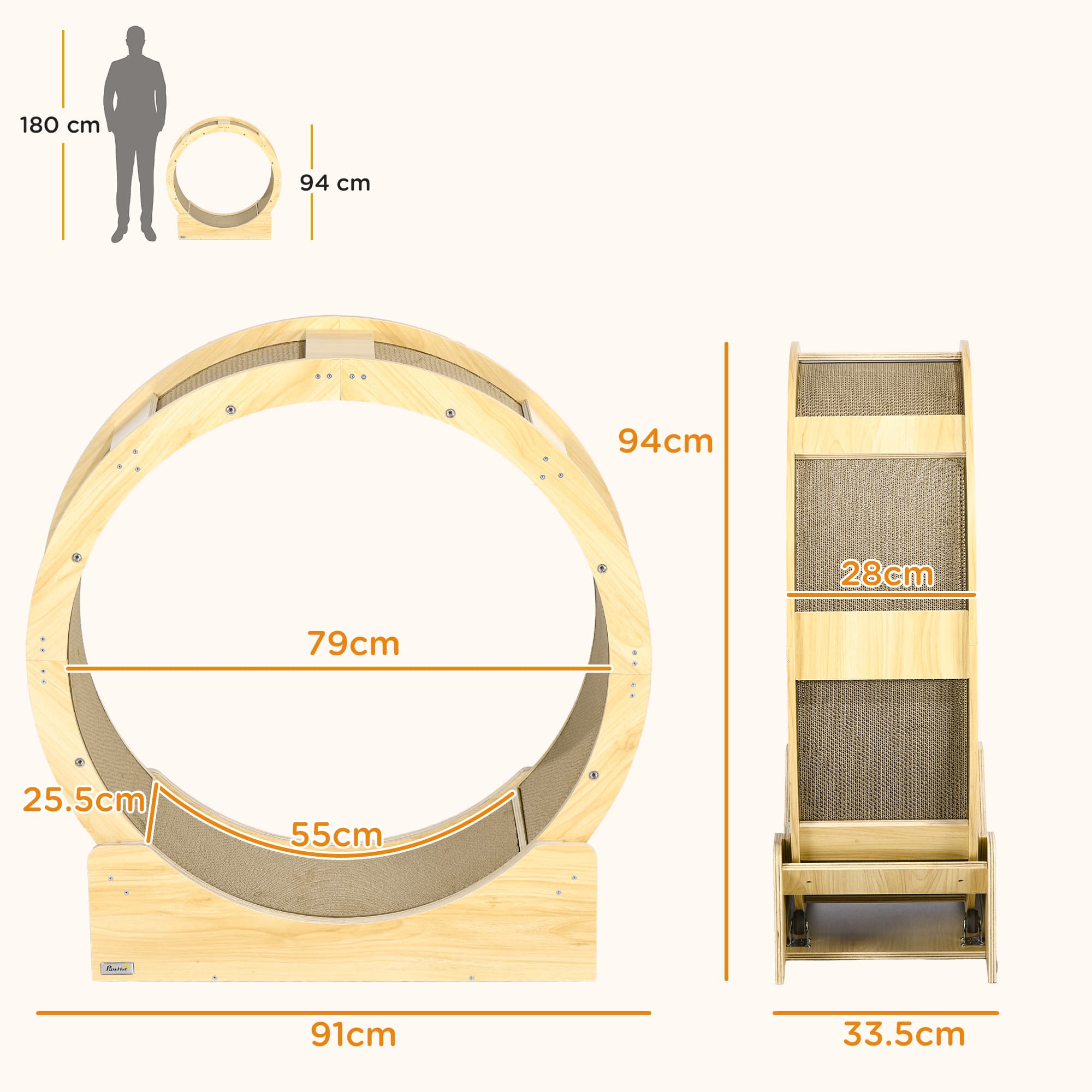 Wooden Cat Exercise Wheel with Integrated Scratching Pads - image 7