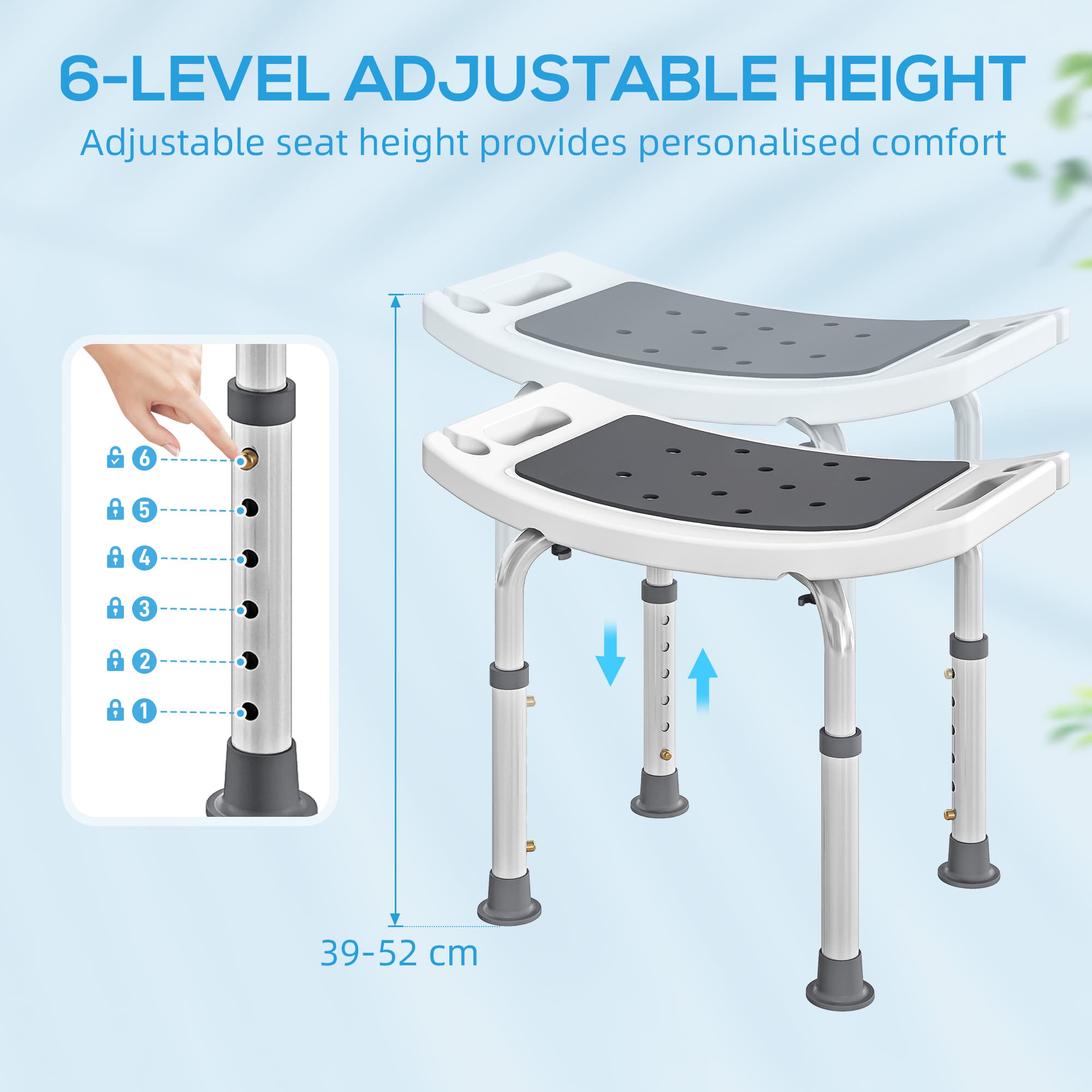 Adjustable Aluminium Shower Chair for Safe, Comfortable Bathing - image 1