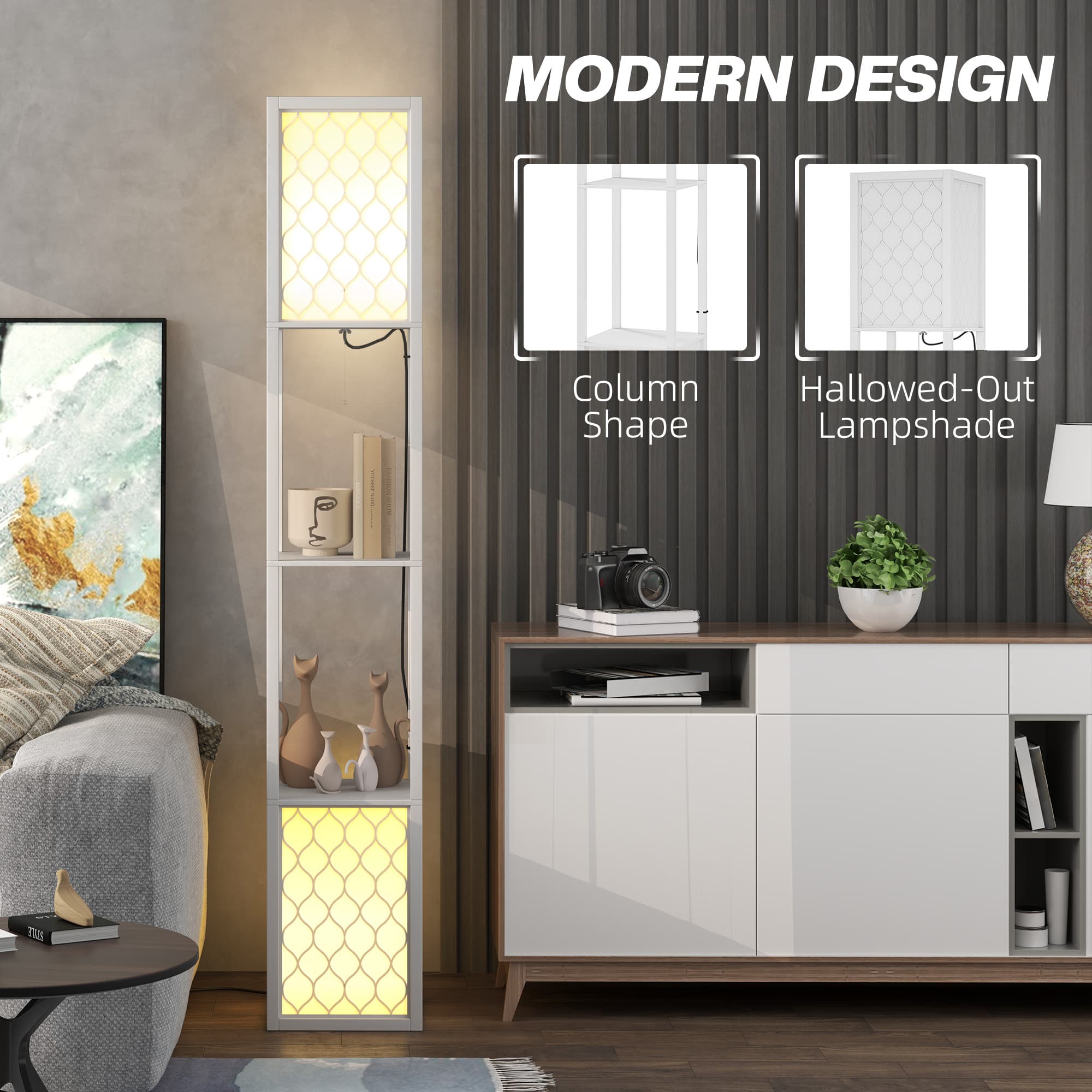 Dual-Light Floor Lamp with Two Built-In Display Shelves - image 4