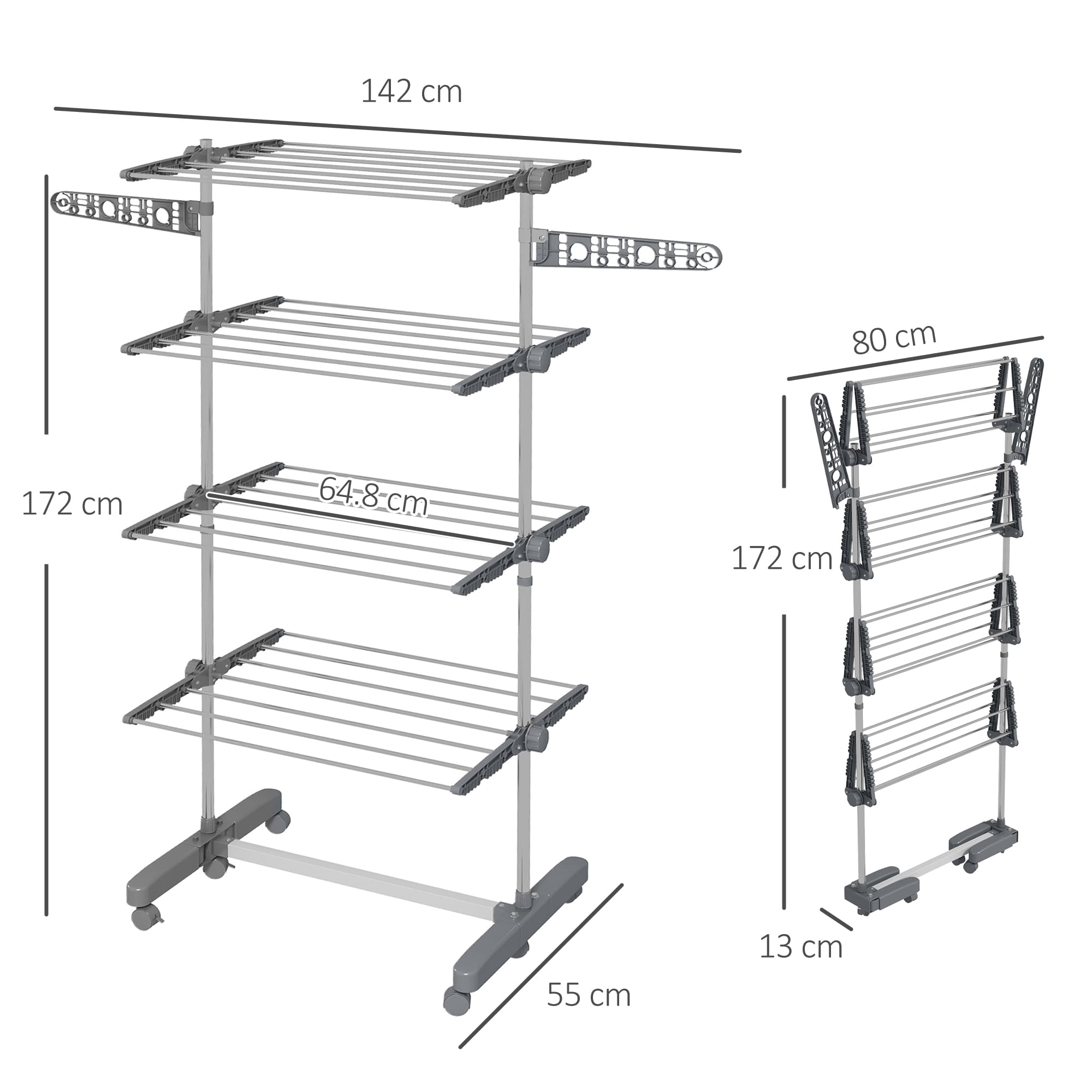 A Freestanding Clothes Airer with Four Shelves and Folding Arms - image 4