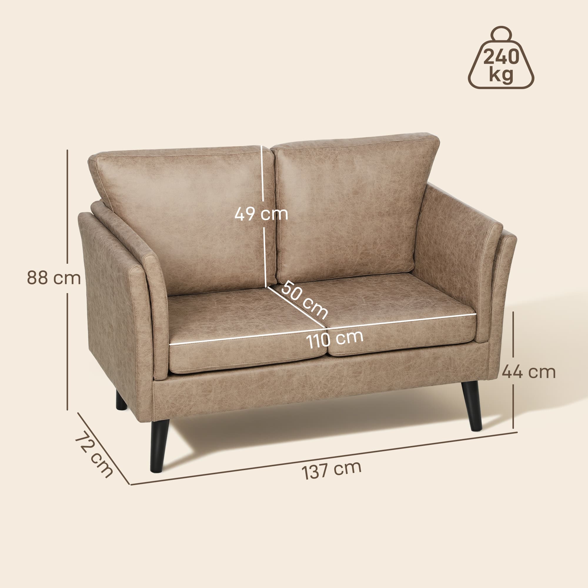 Discover Premium Comfort with this Light Brown 2-Seater Sofa - image 1