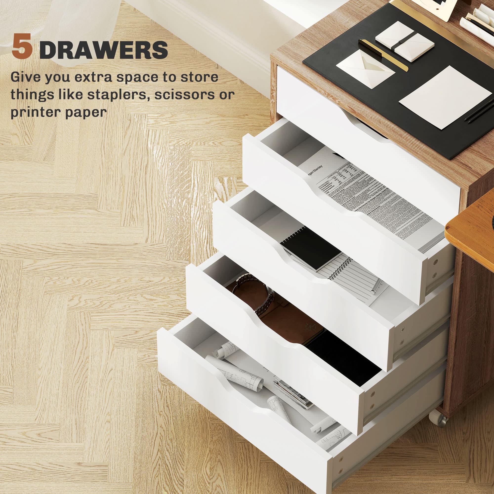 Effortless Office Organisation: Vinsetto 5-Drawer Cabinet - image 5