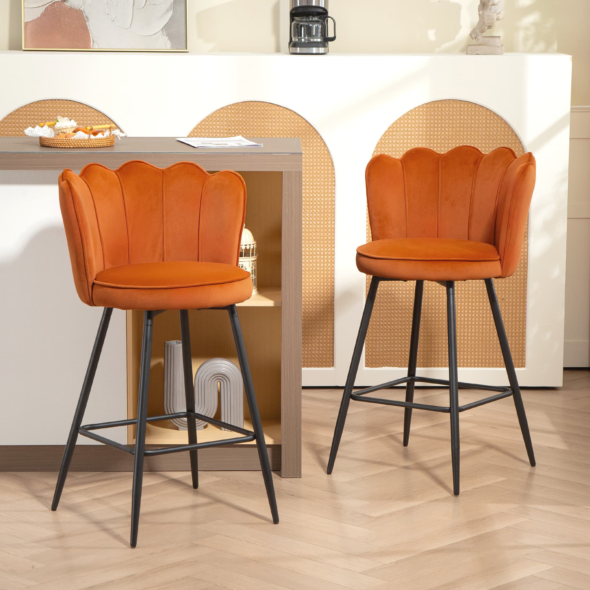 Transform Your Kitchen with Elegant Orange Lotus Bar Stools - image 1