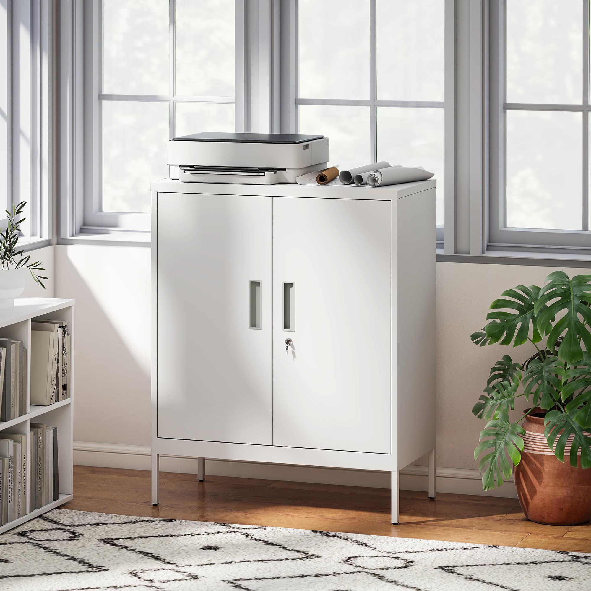 Secure White Metal Storage Cabinet for Home and Office - image 5