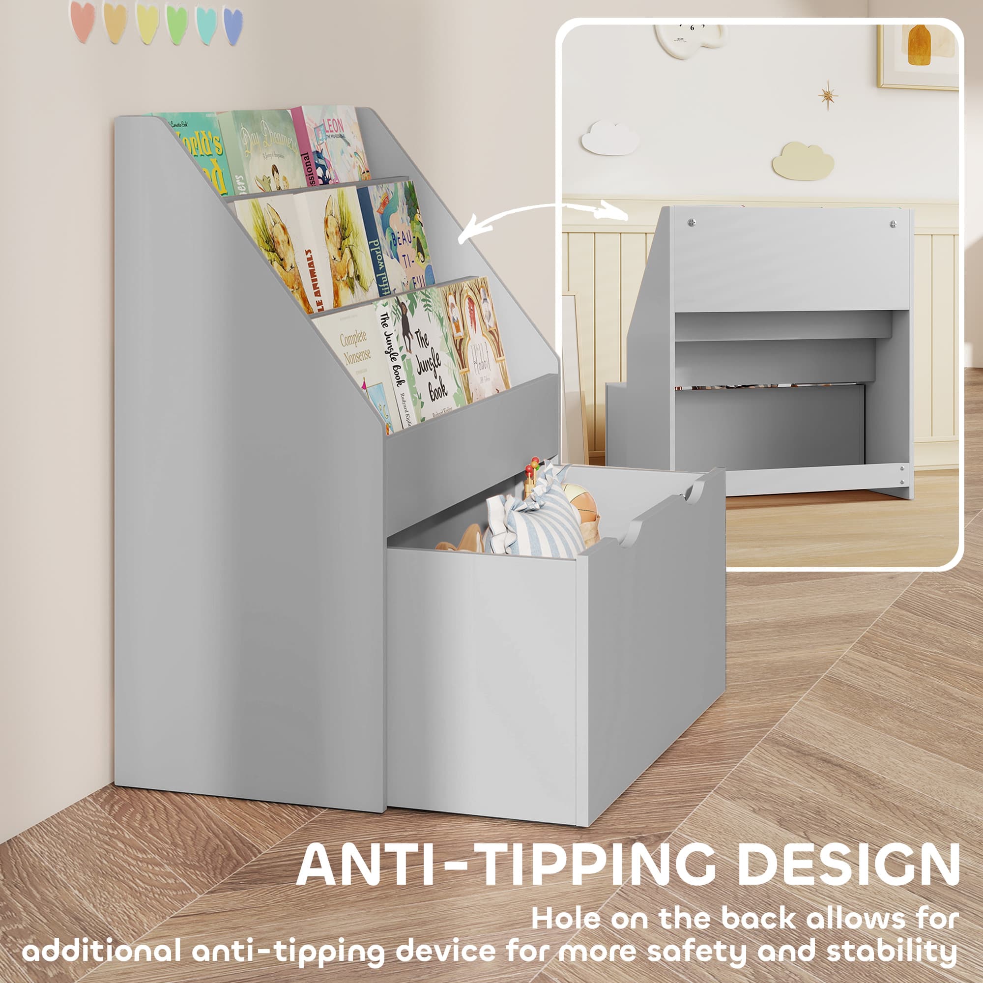 Transform Their Space with this Premium Grey Kids Bookcase - image 1