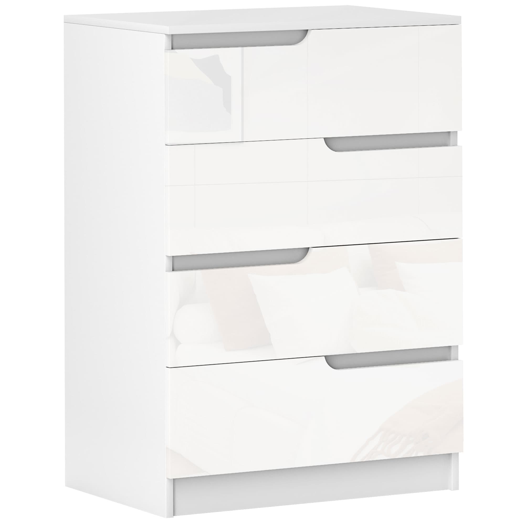 Modern White High Gloss 4-Drawer Chest for Effortless Storage