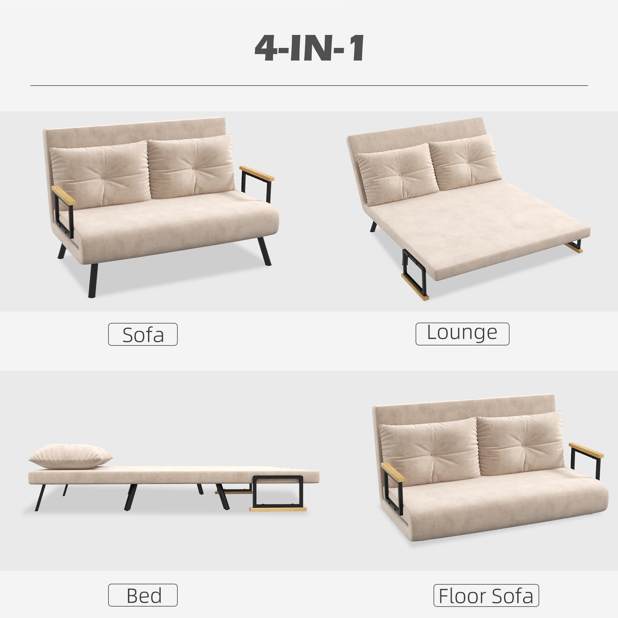 Transform Your Space with this 4-in-1 Velvet Sofa Bed - image 3