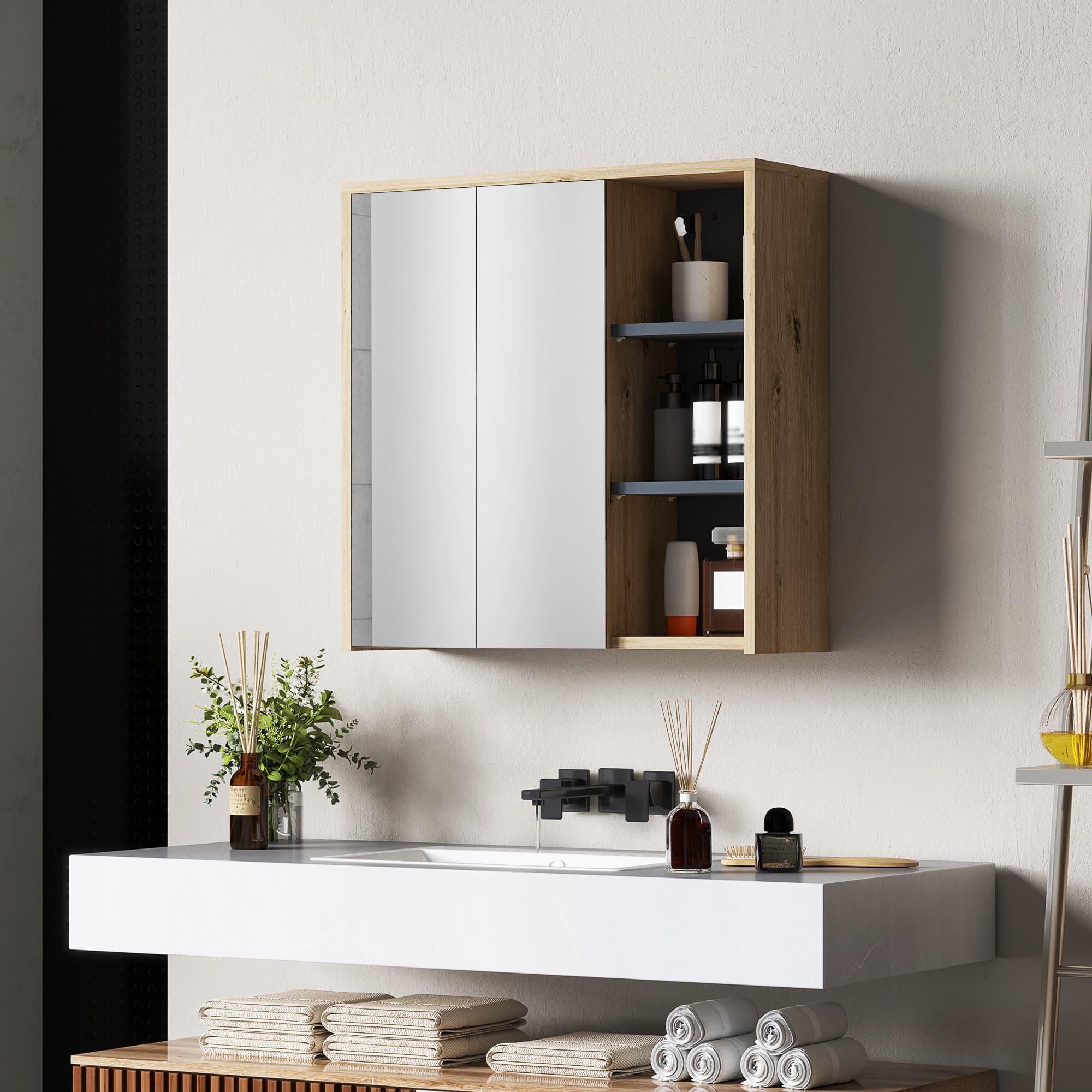 Transform Your Bathroom with this Natural Wood-Effect Mirror Cabinet - image 1