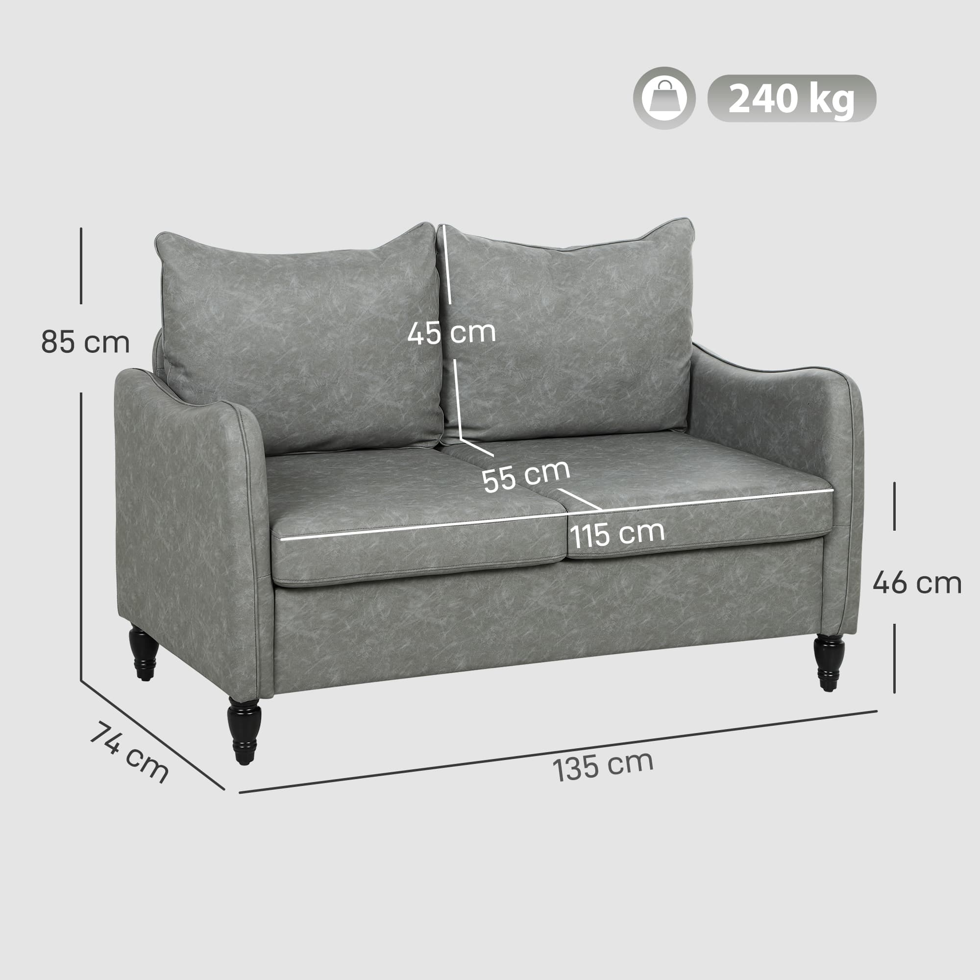 Two-Seater Sofa in Grey Marble-Effect Faux Leather - image 2