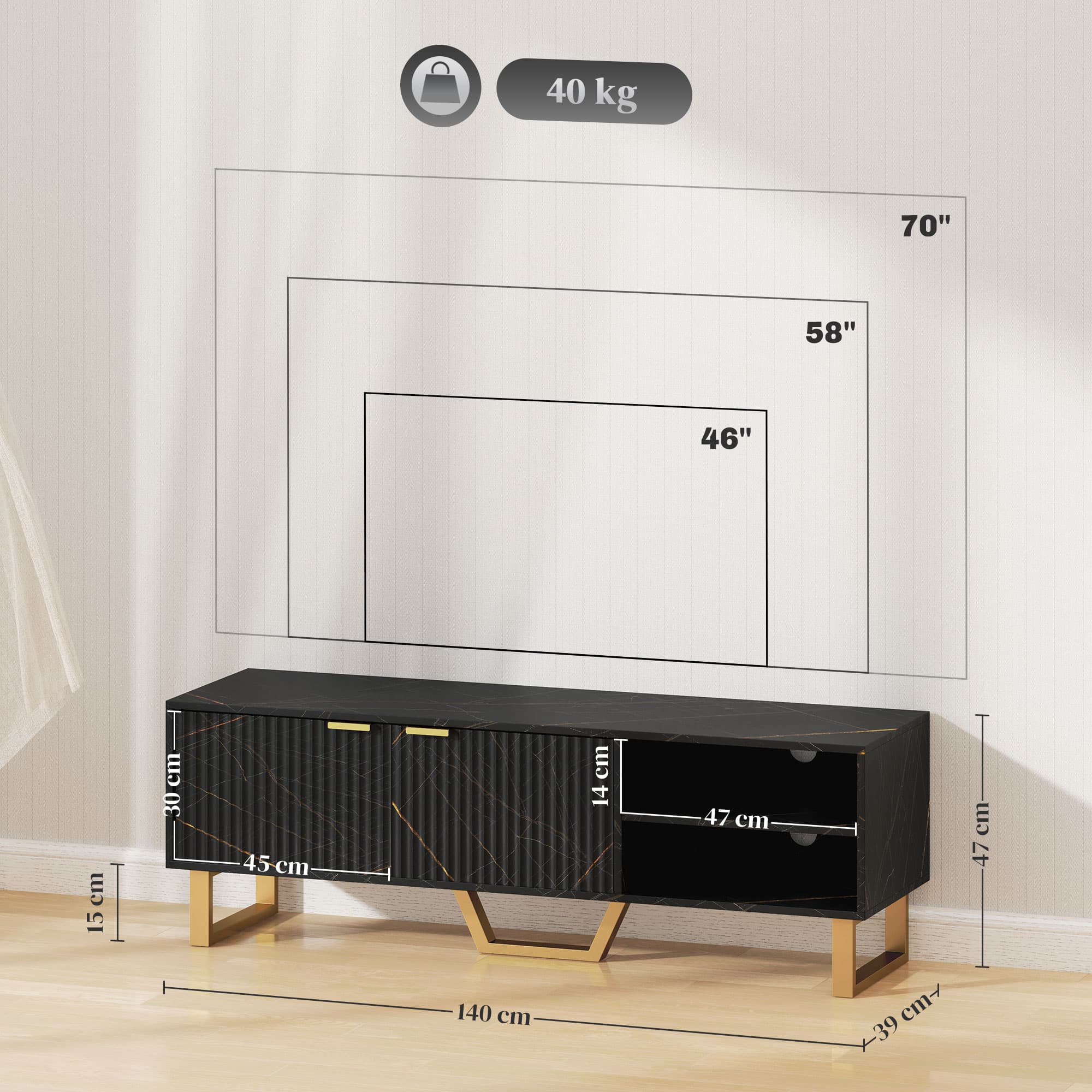 Transform Your Space with this Black Marble Effect TV Unit - image 3