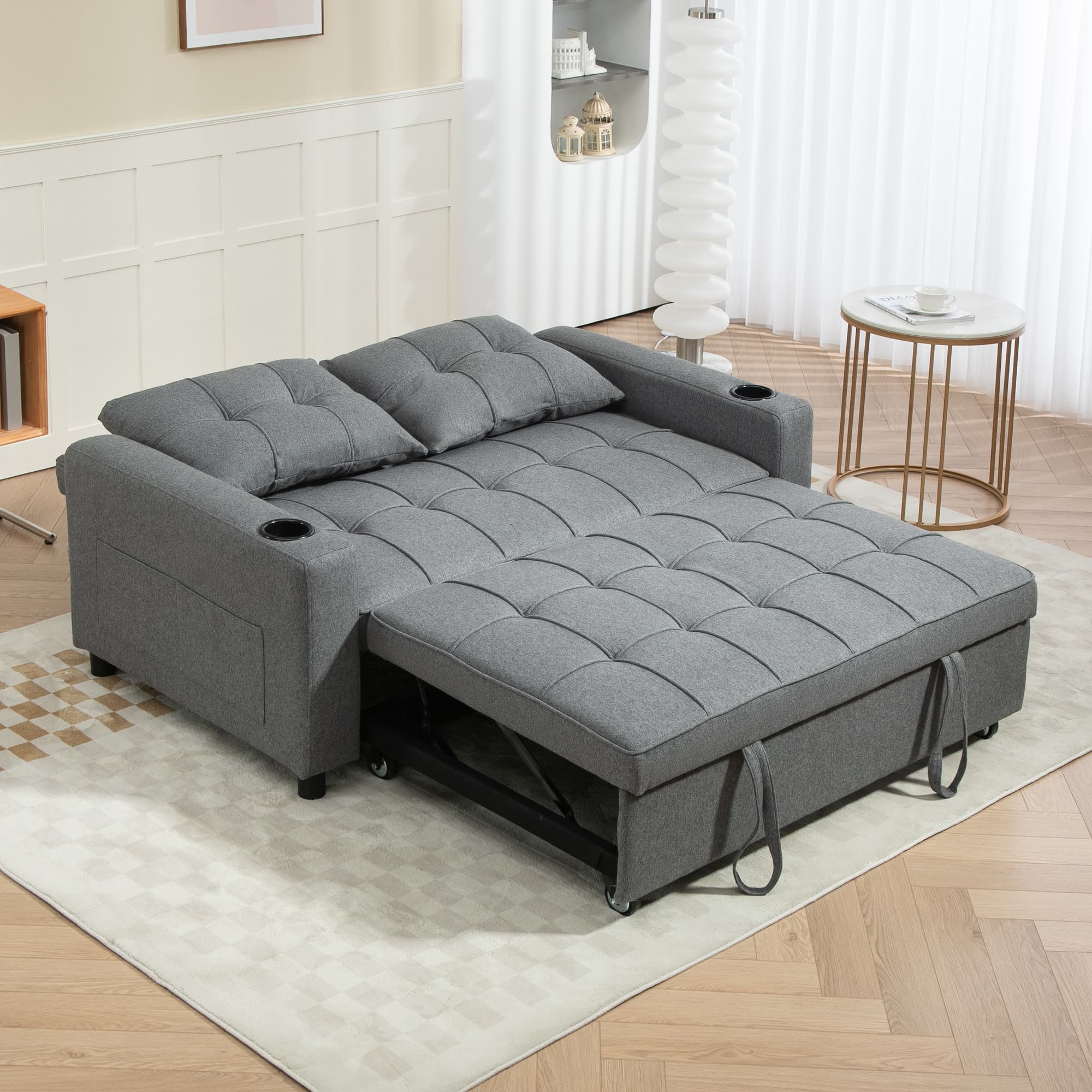Effortless Charcoal Grey Two-Seater Pull-Out Sofa Bed - image 1