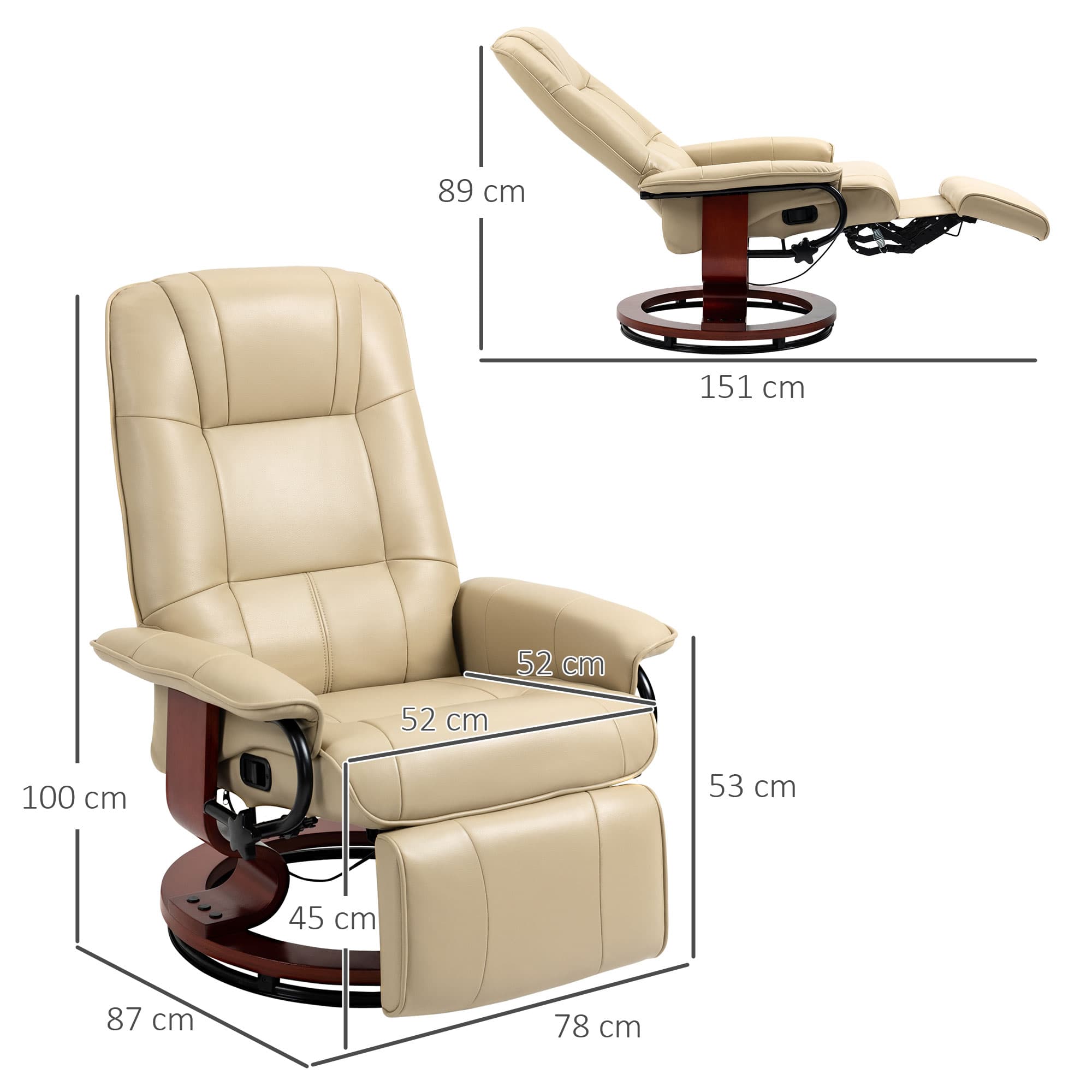Transform Your Evenings with this Cream Reclining Swivel Chair - image 3