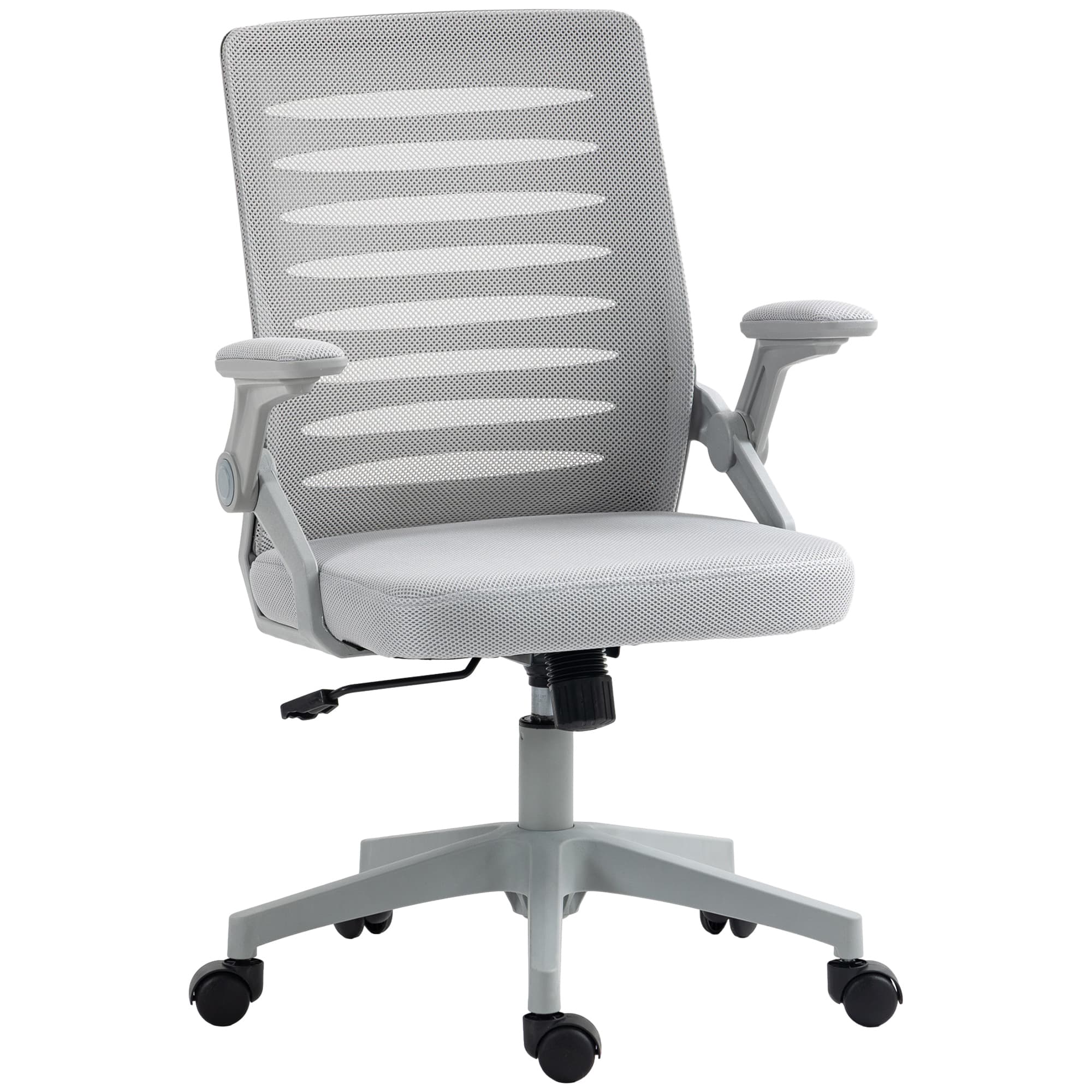 Adjustable Grey Mesh Desk Chair with Ergonomic Flip-Up Armrests - image 10