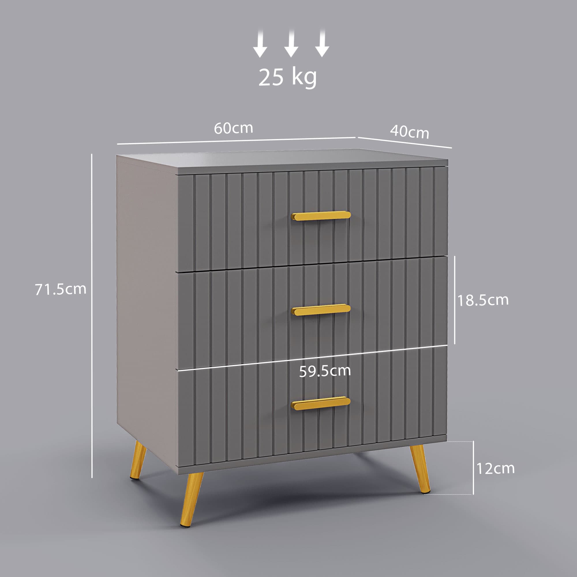 Grey and Gold 3-Drawer Dresser for Elegant Bedroom Storage - image 1