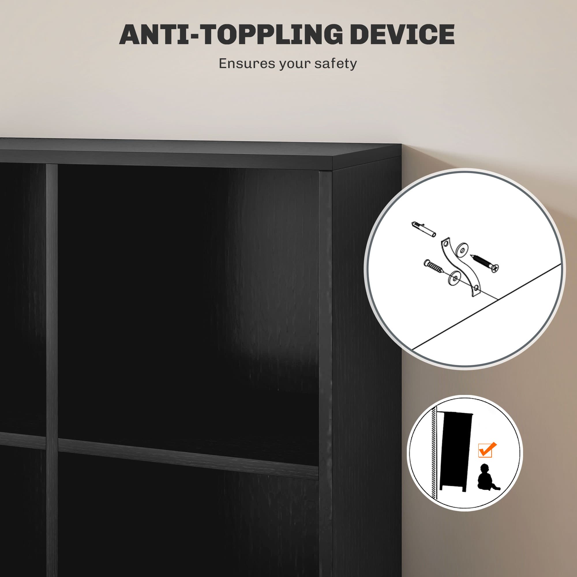 Modern Black Six-Cube Bookcase for Effortless Organisation - image 5