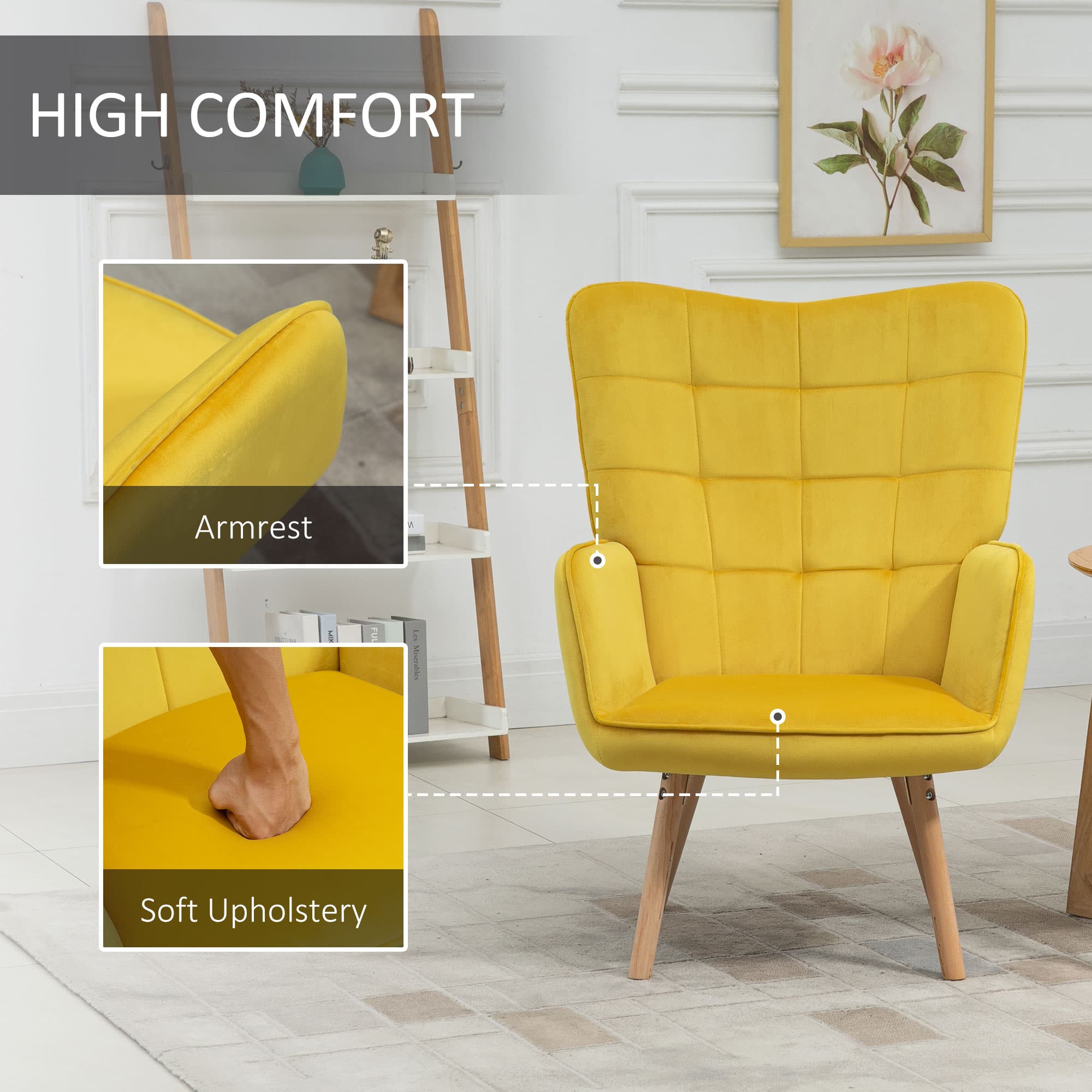Transform Your Space with these Yellow Velvet Wingback Chairs - image 3