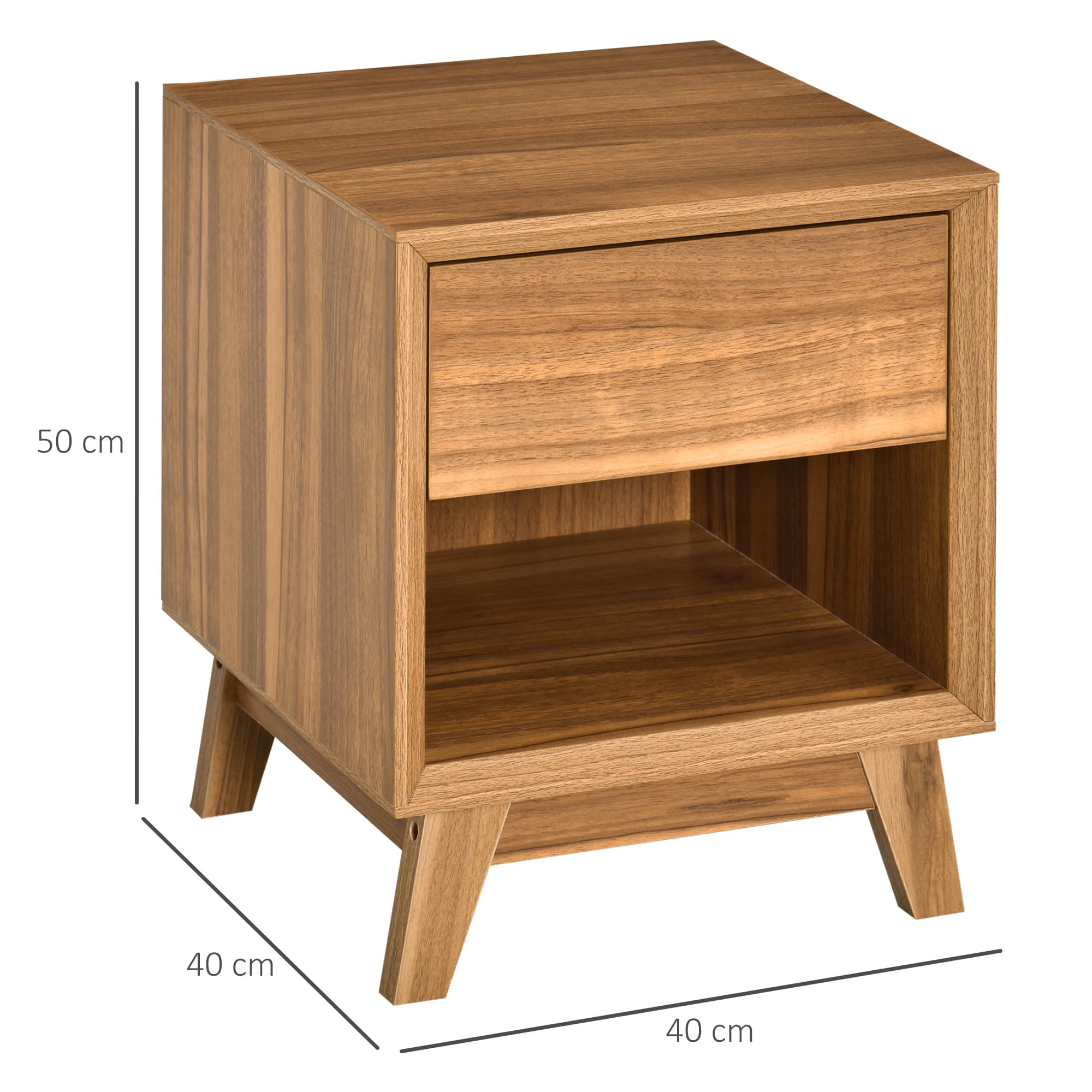 Pair of Walnut-Effect Bedside Tables with Drawer and Open Shelf - image 3