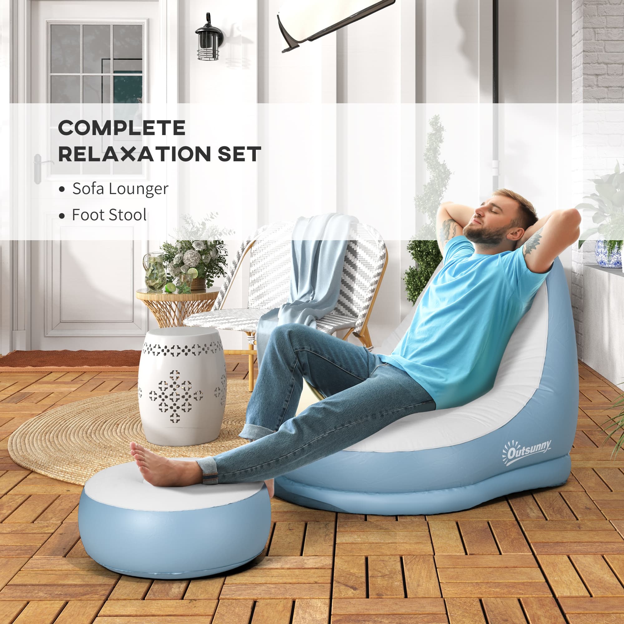 Inflatable Lounge Chair with Matching Footstool — Sets Up in Minutes - image 1
